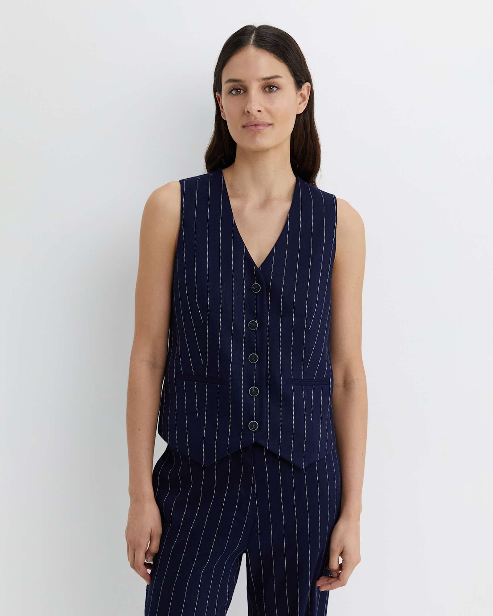 Brianne Stripe Vest in NAVY/WHITE