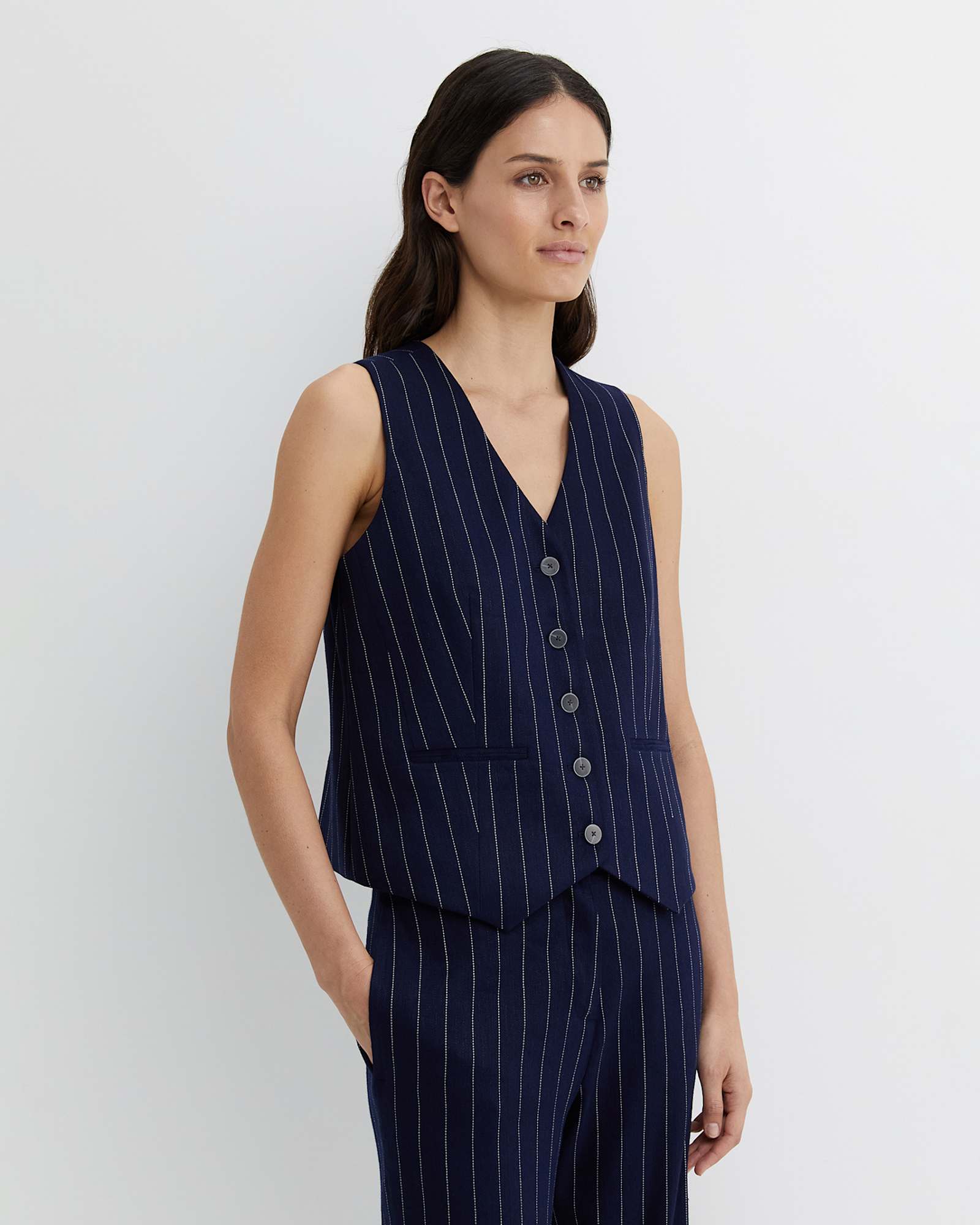 Brianne Stripe Vest in NAVY/WHITE