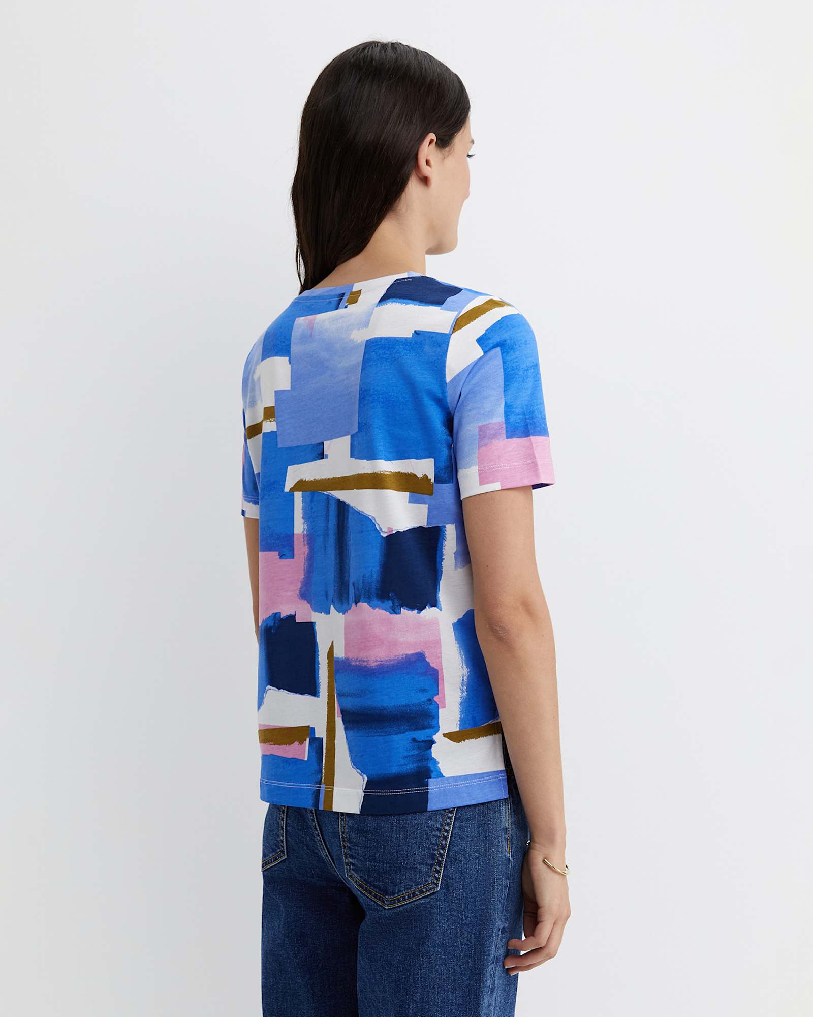 Martine Mercerised Tee in BLUE MULTI