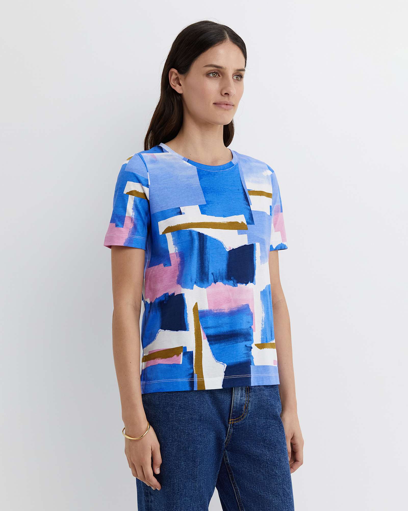 Martine Mercerised Tee in BLUE MULTI
