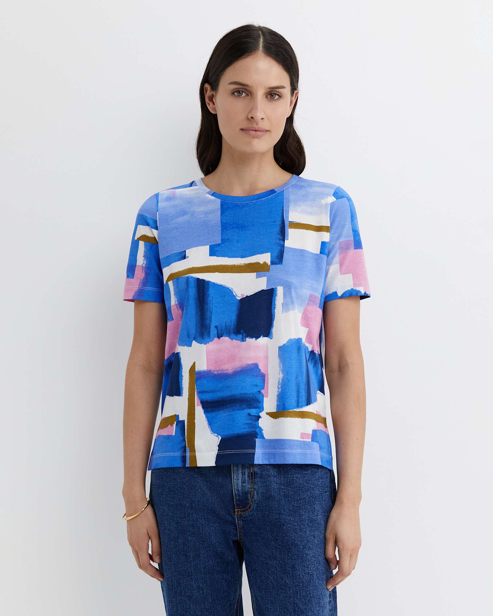 Martine Mercerised Tee in BLUE MULTI
