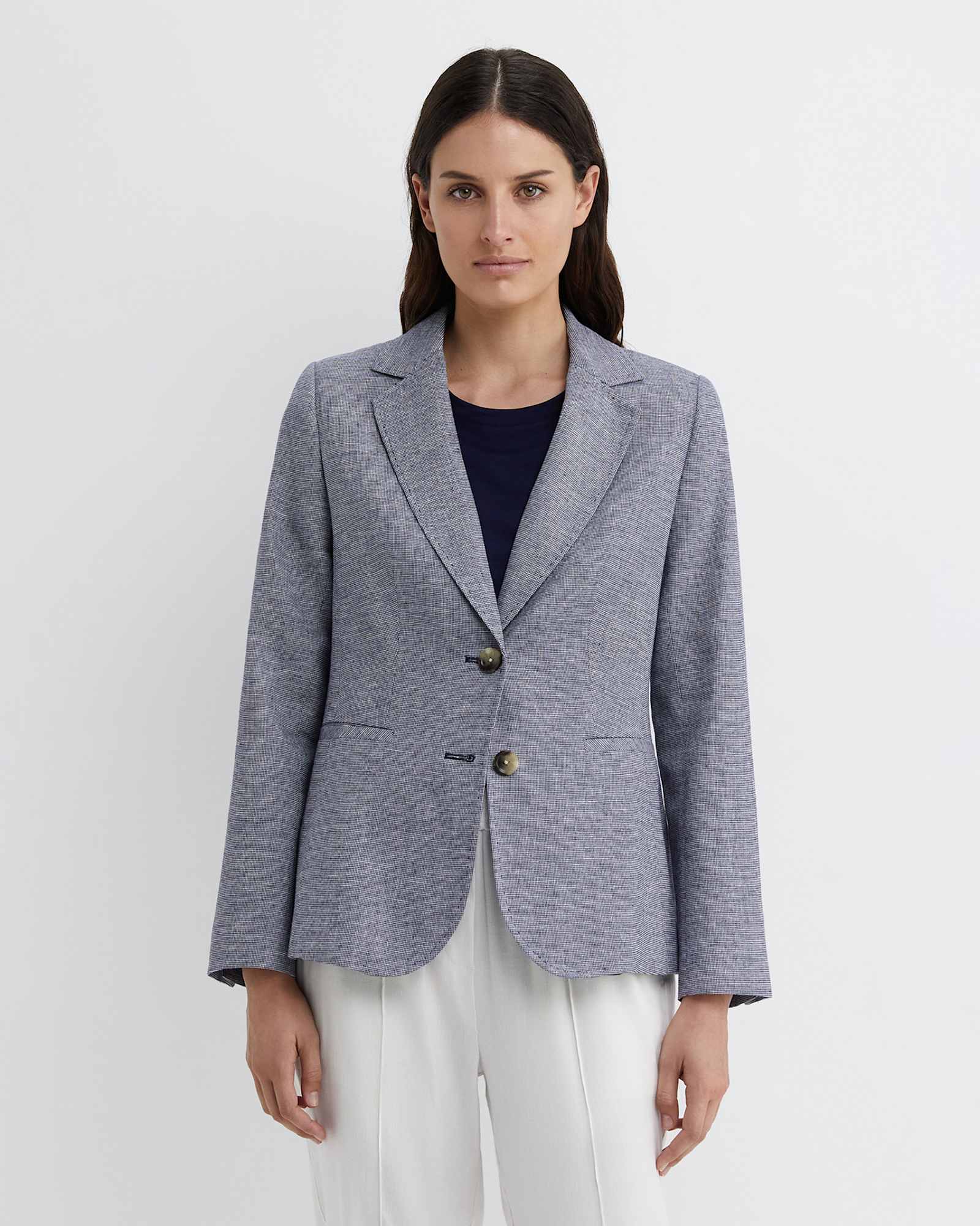 Stevie Textured Blazer in NAVY/WHITE