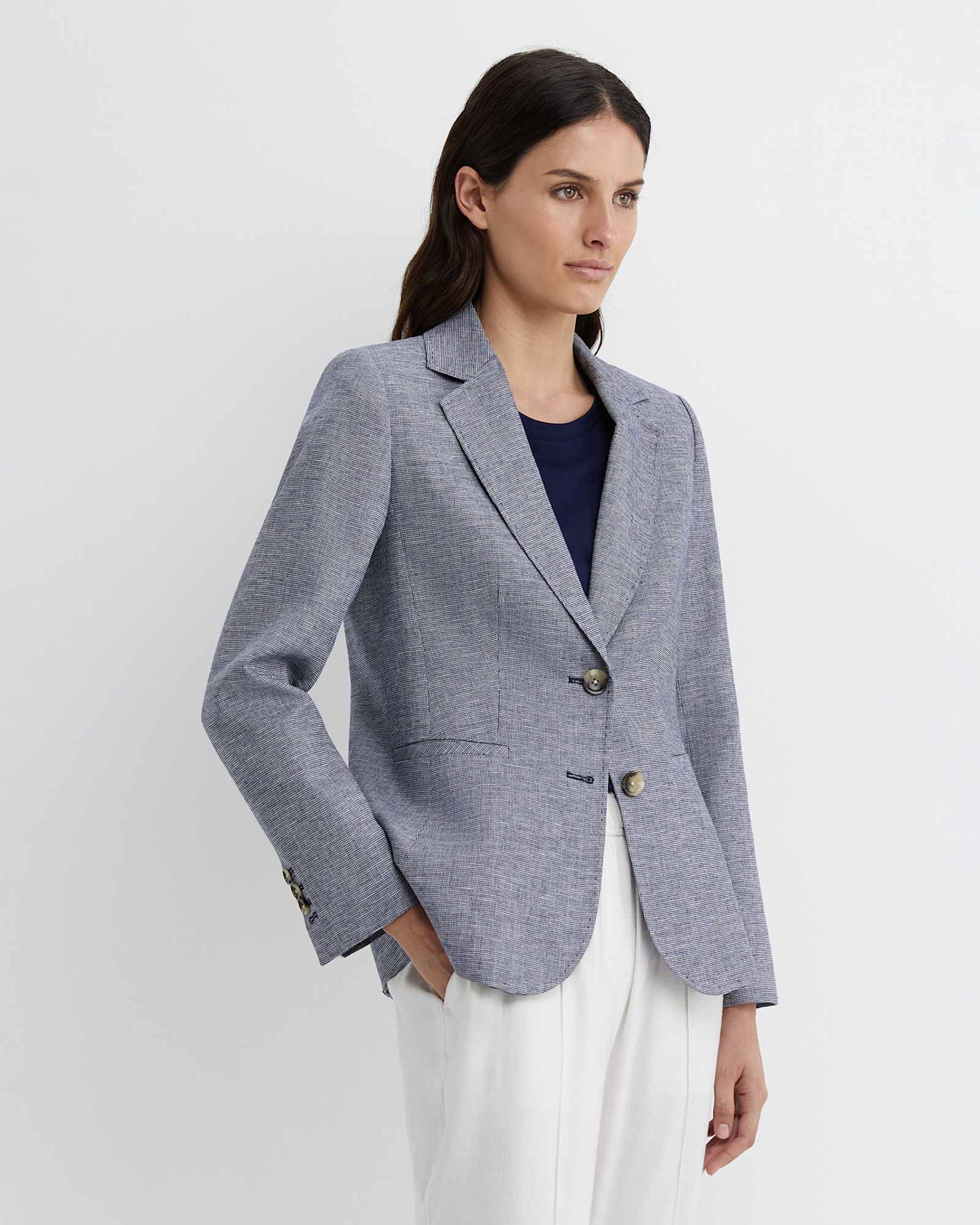 Stevie Textured Blazer in NAVY/WHITE