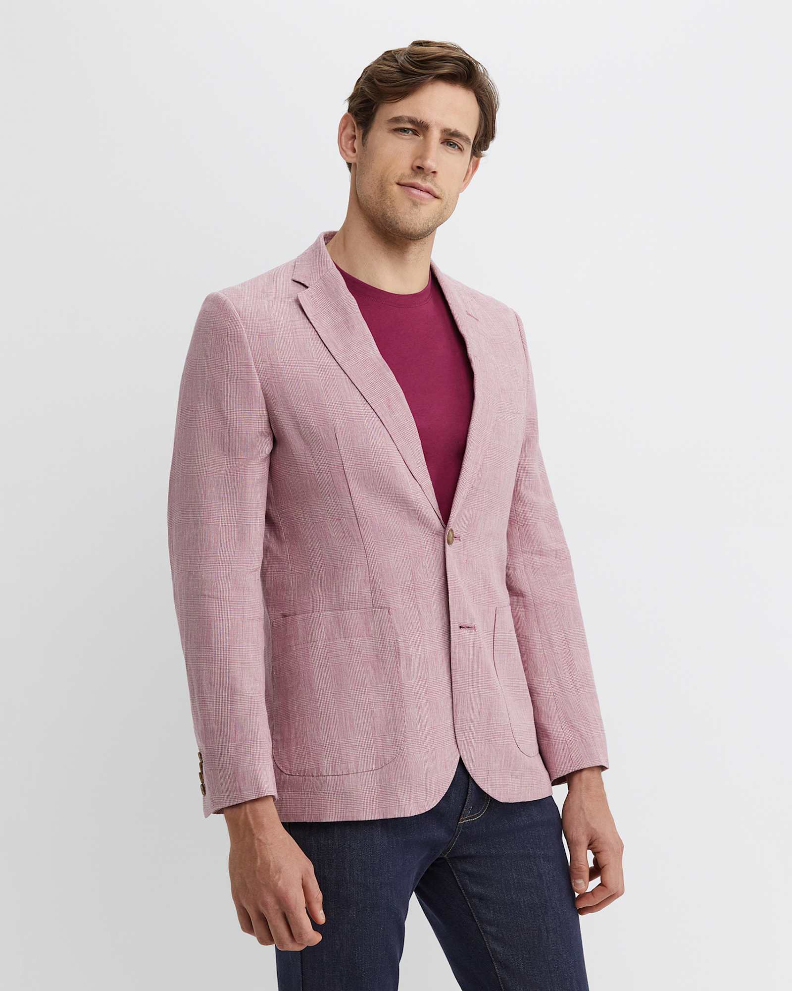 Farrer Linen Sports Jacket in DUSTY PINK