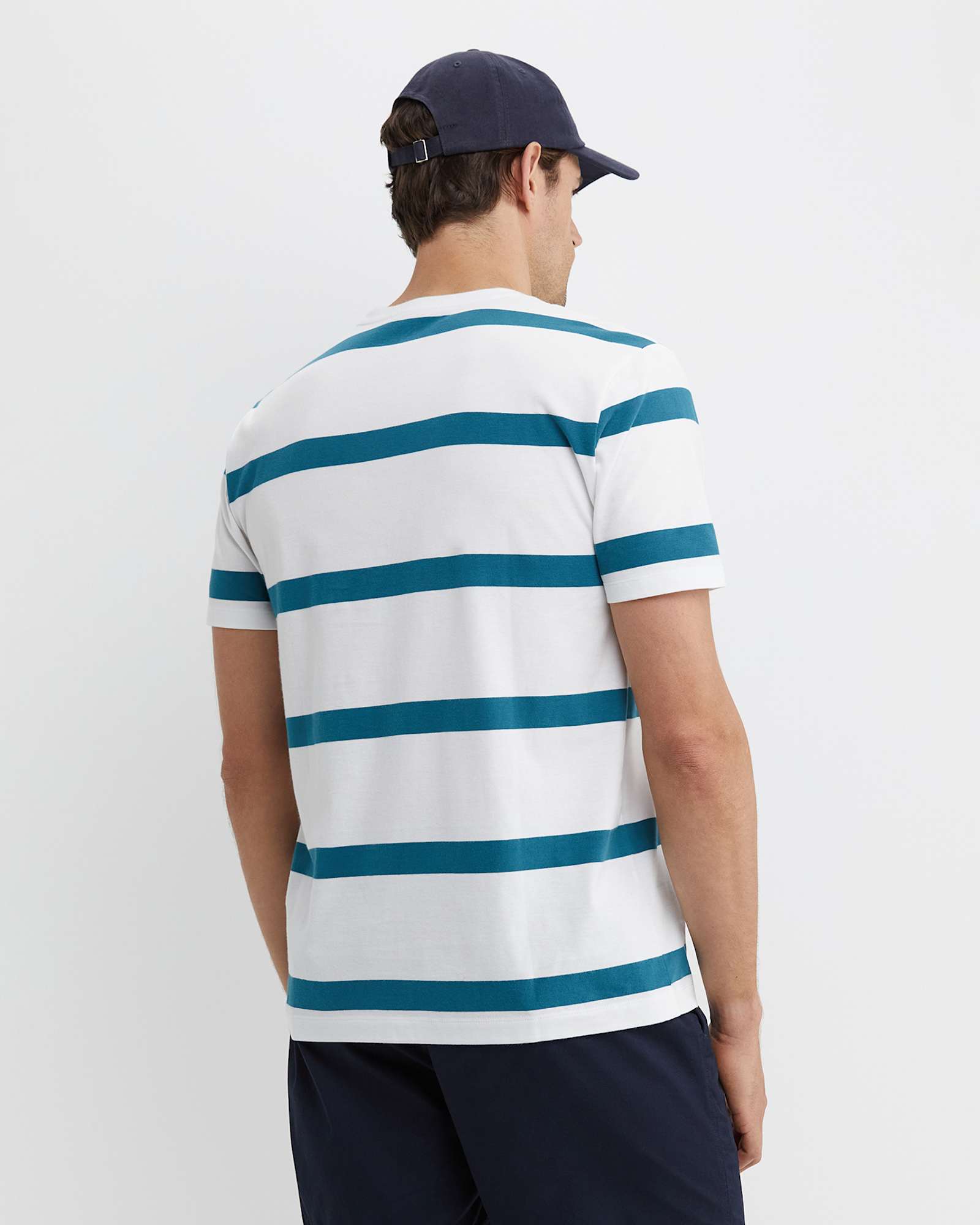 Sullivan Stripe Tee in WHITE/TEAL