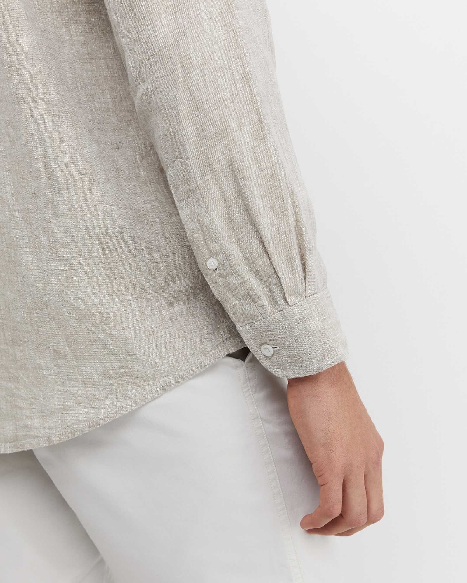 Long Sleeve Linen Shirt in BARLEY