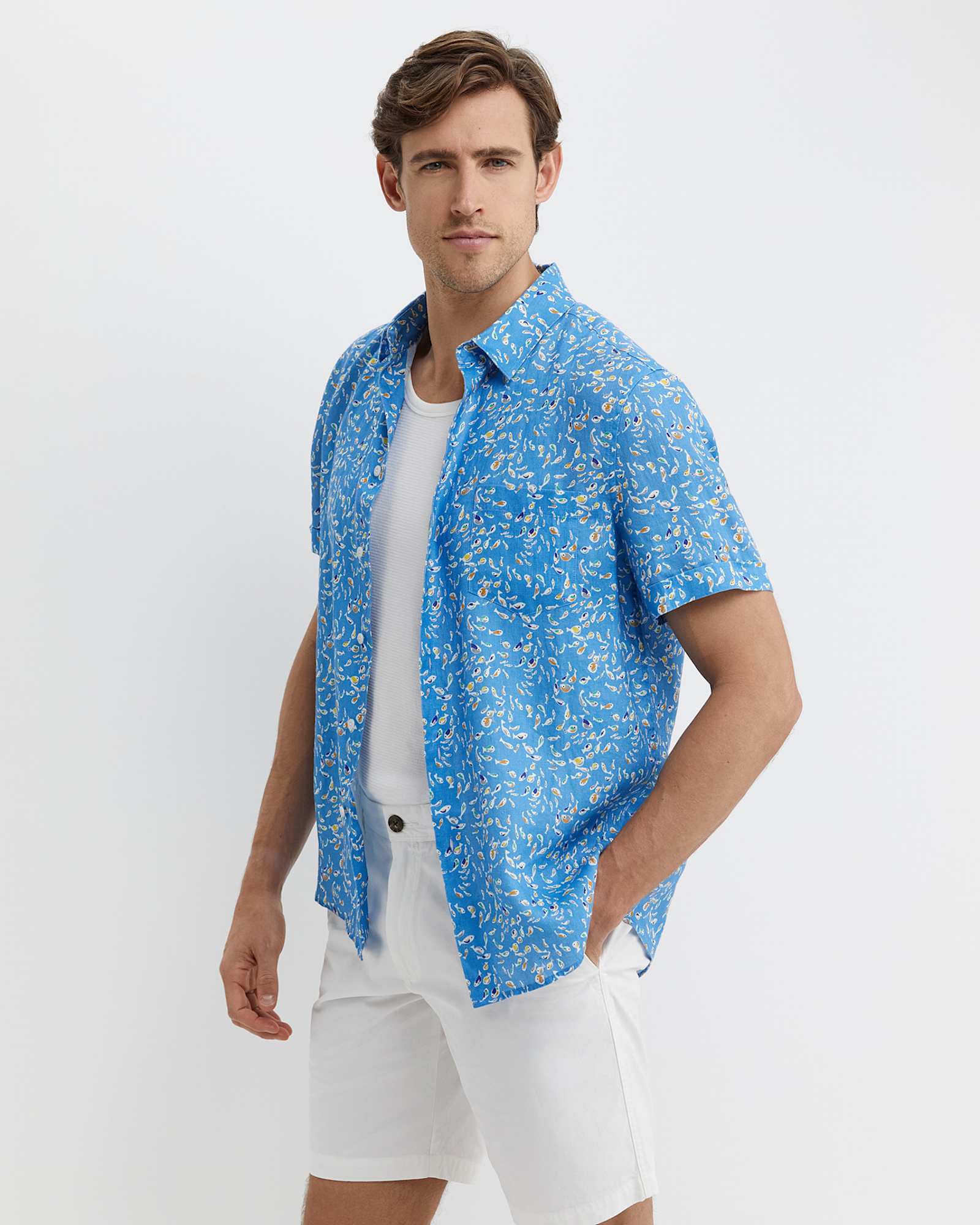Bay Short Sleeve Liberty Shirt in BLUE MULTI