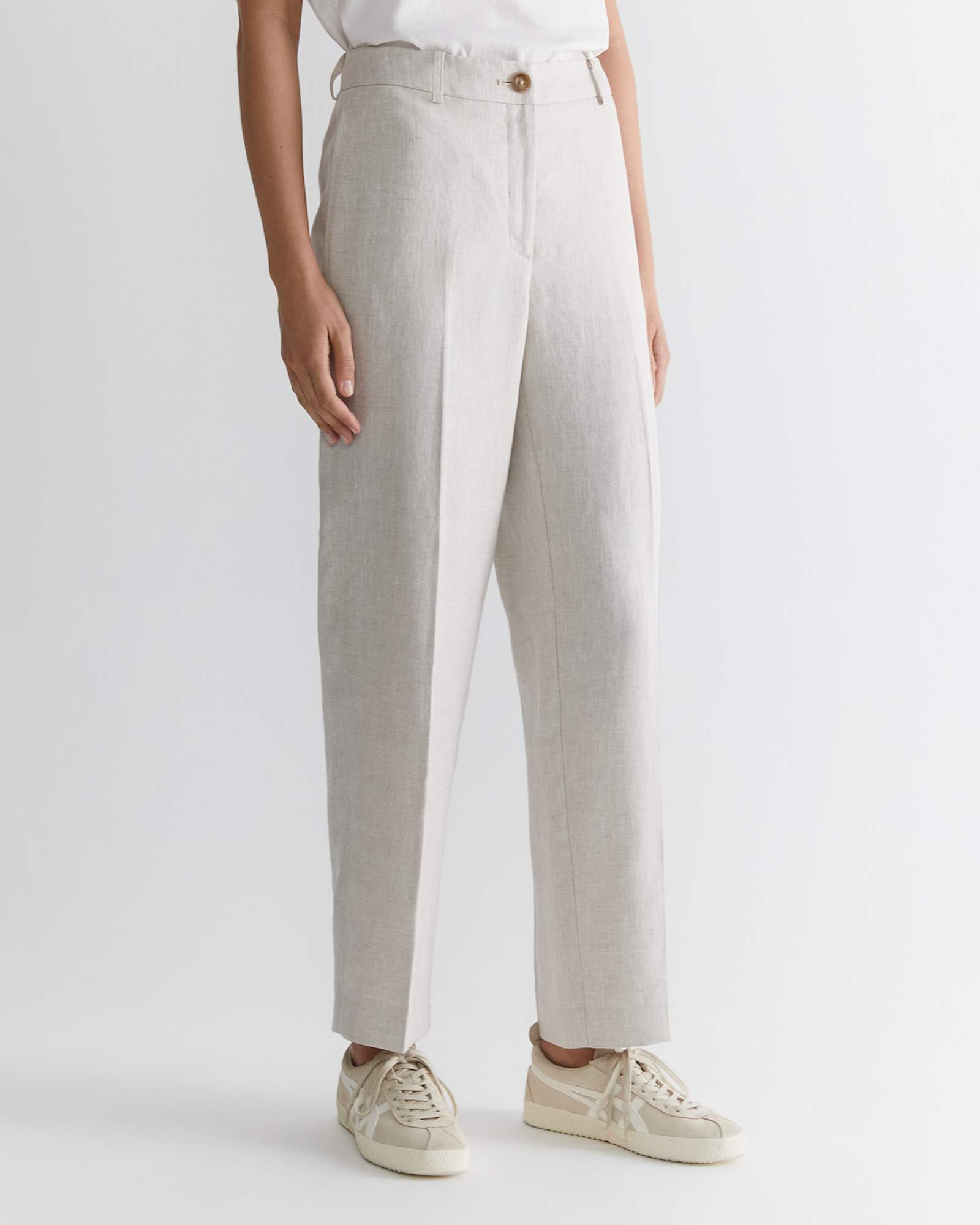 Freya Straight Linen Pant in STRING