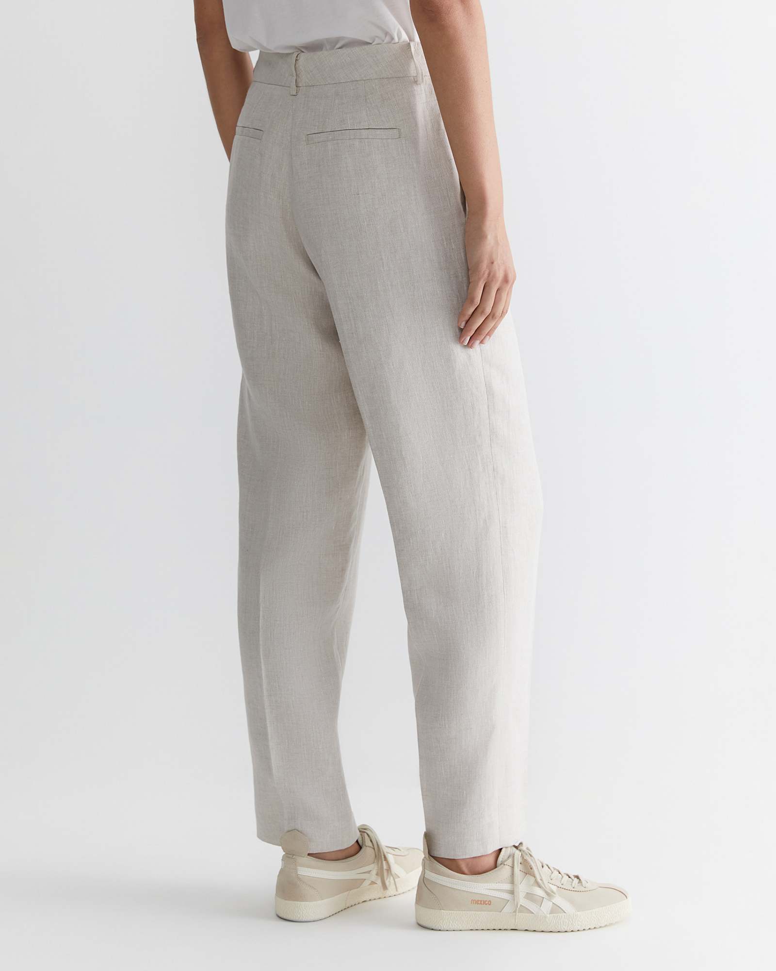 Freya Straight Linen Pant in STRING