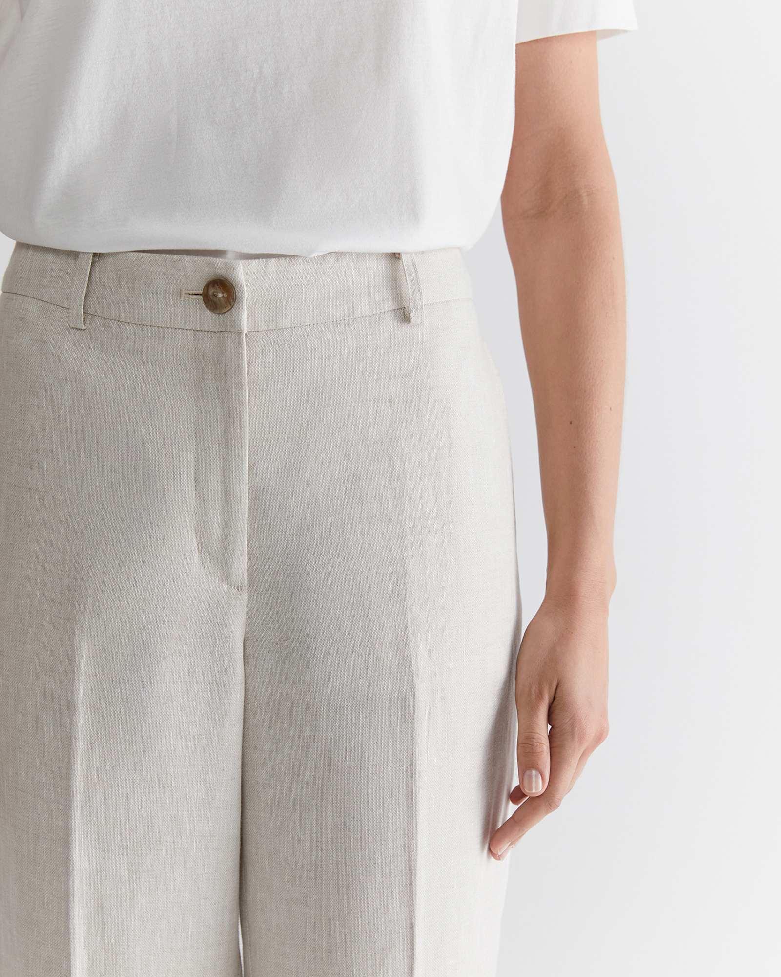 Freya Straight Linen Pant in STRING