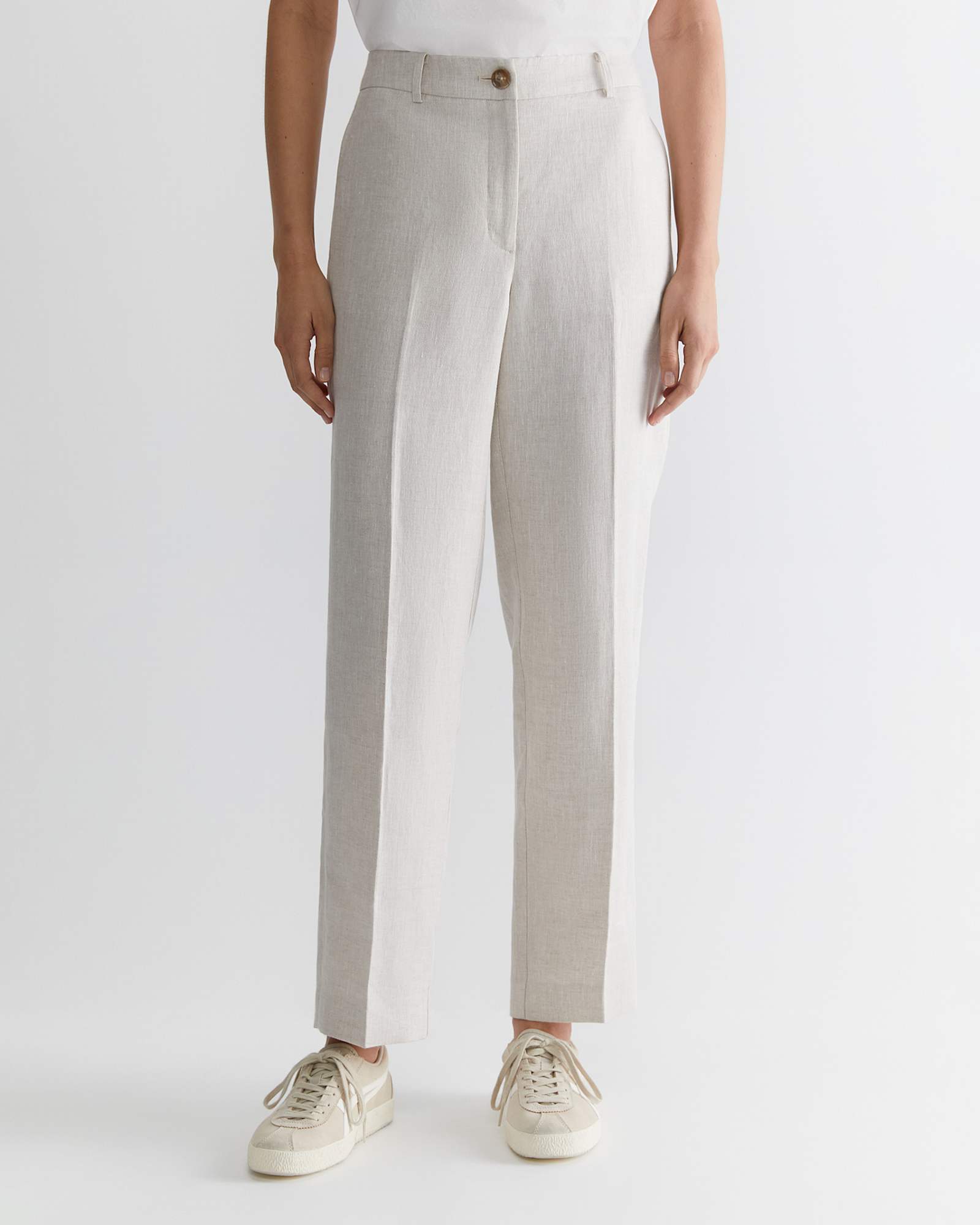 Freya Straight Linen Pant in STRING
