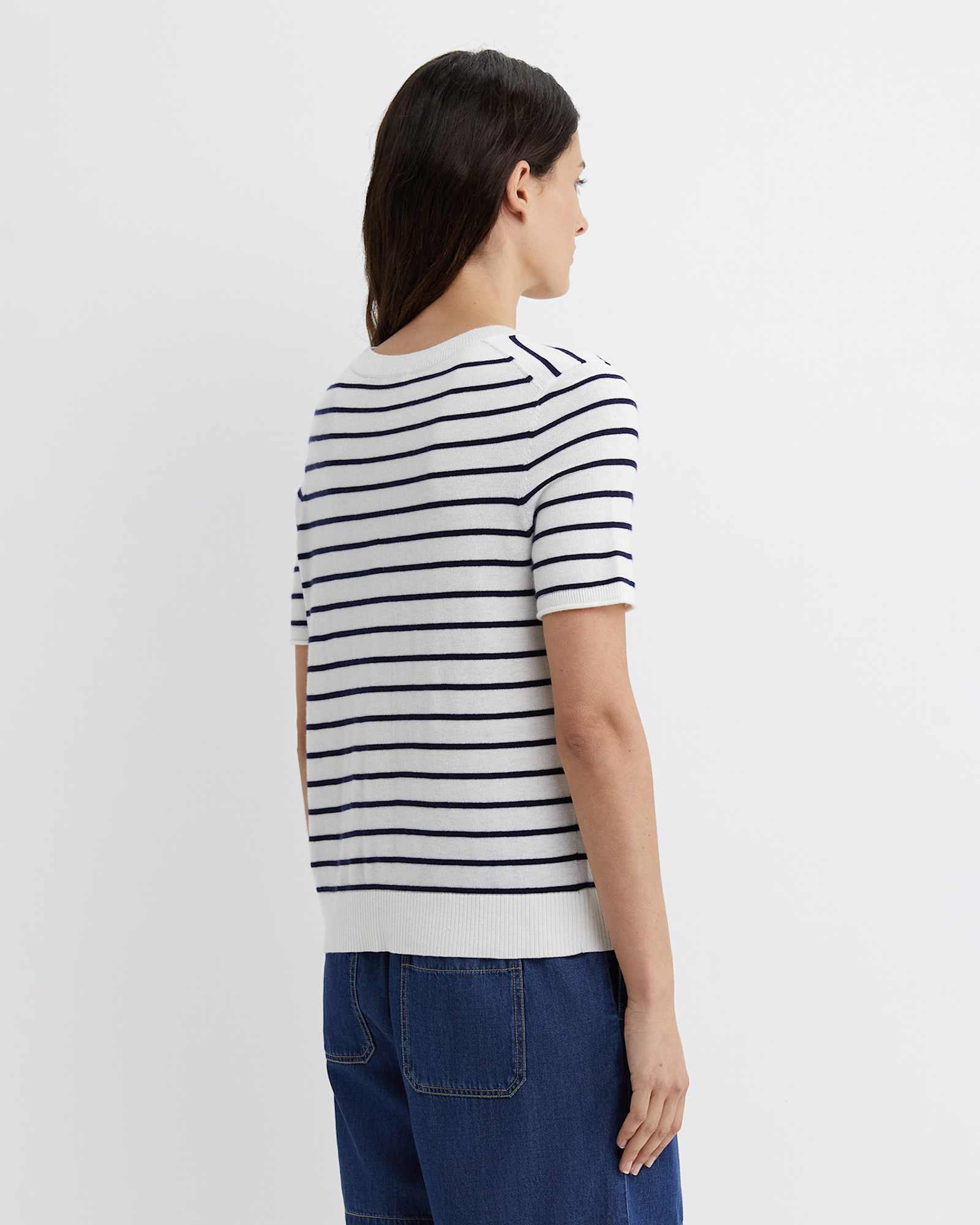 Laurina Knit Tee in IVORY/NAVY