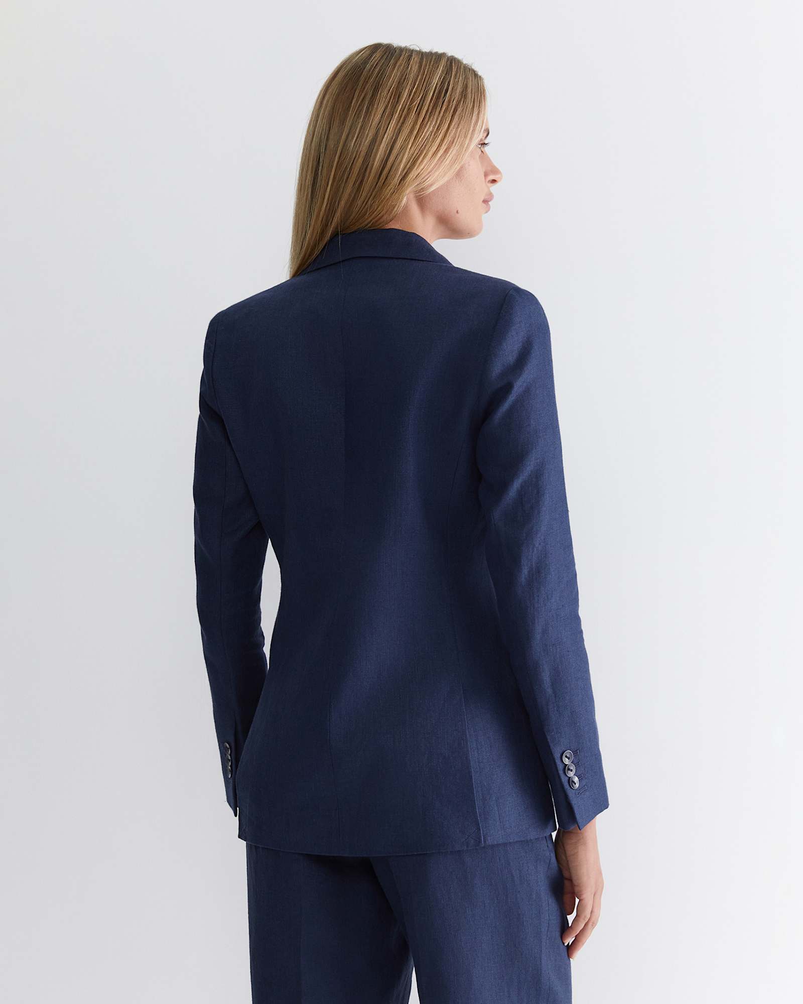 Freya Linen Blazer in NAVY