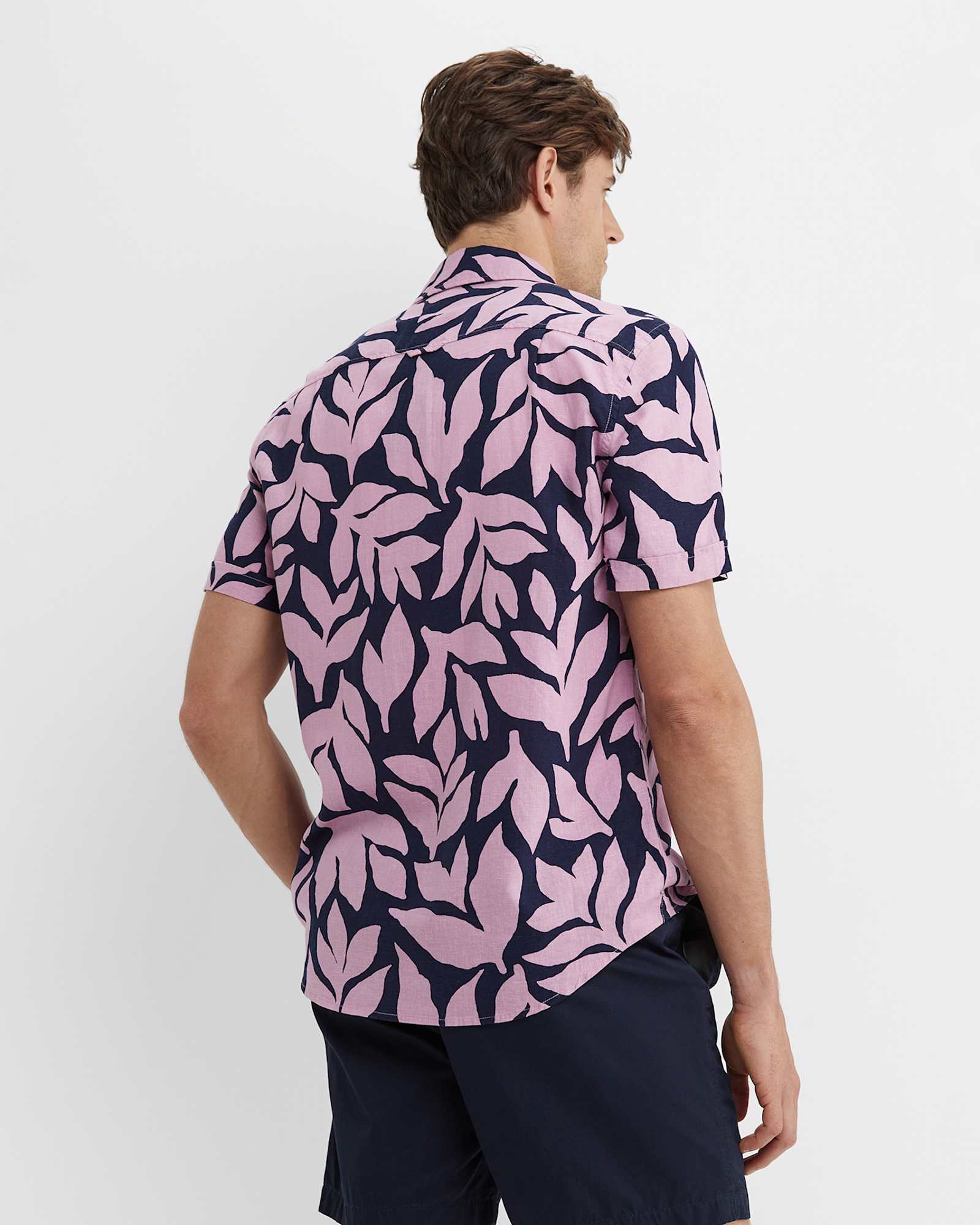 Ossary Short Sleeve Print Shirt in PINK/NAVY