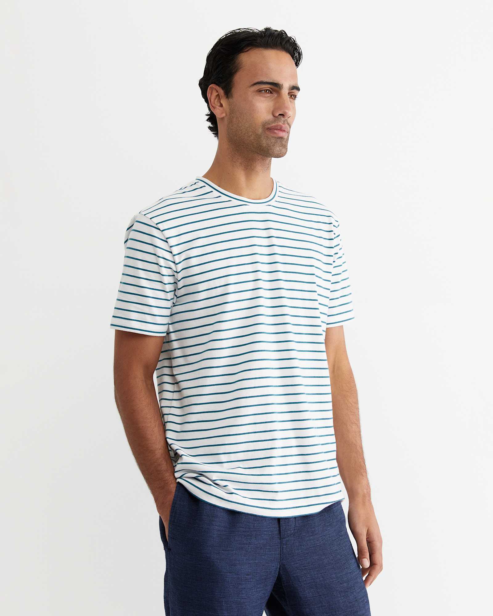 Supersoft Tee in WHITE/TEAL