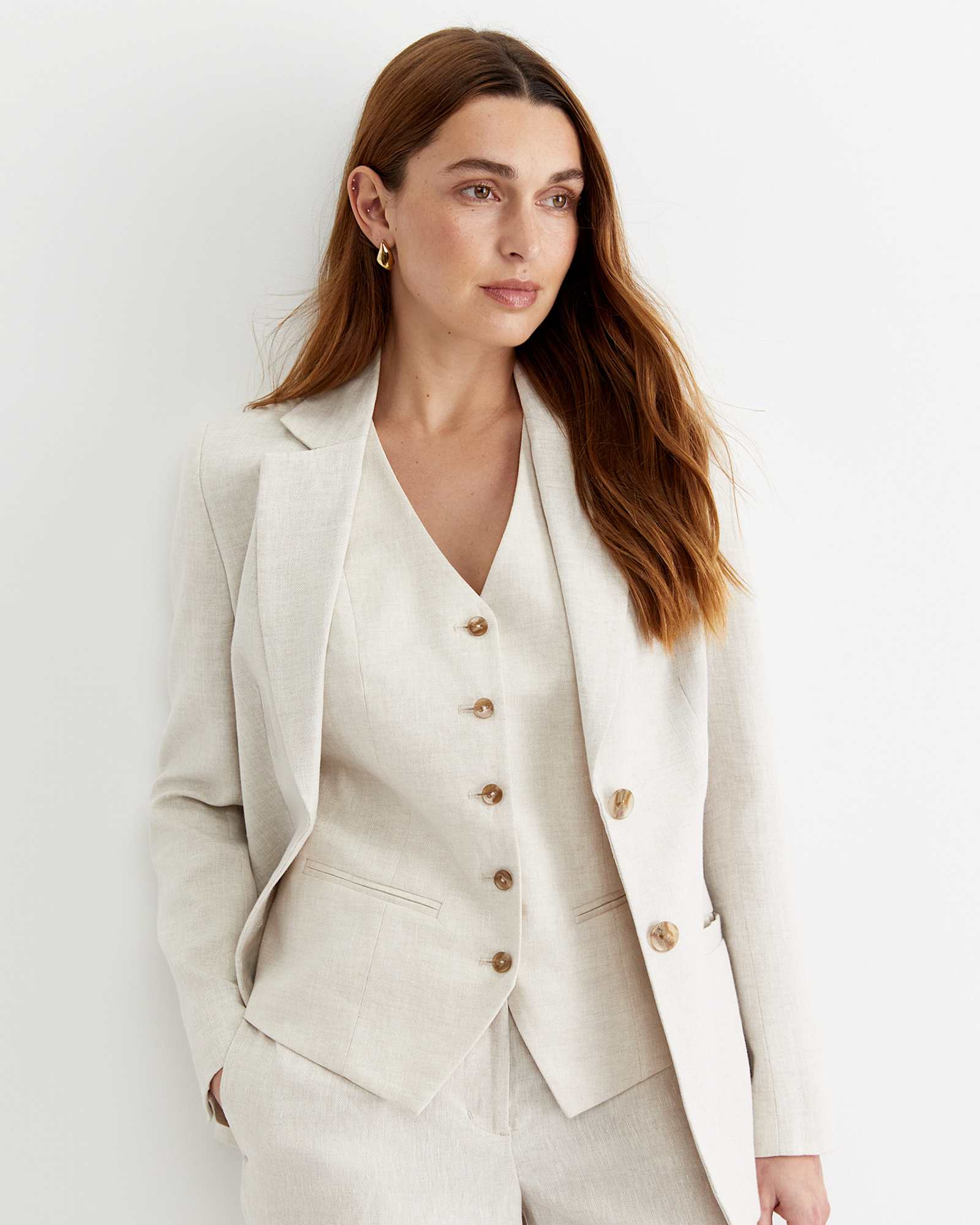 Freya Linen Vest in STRING