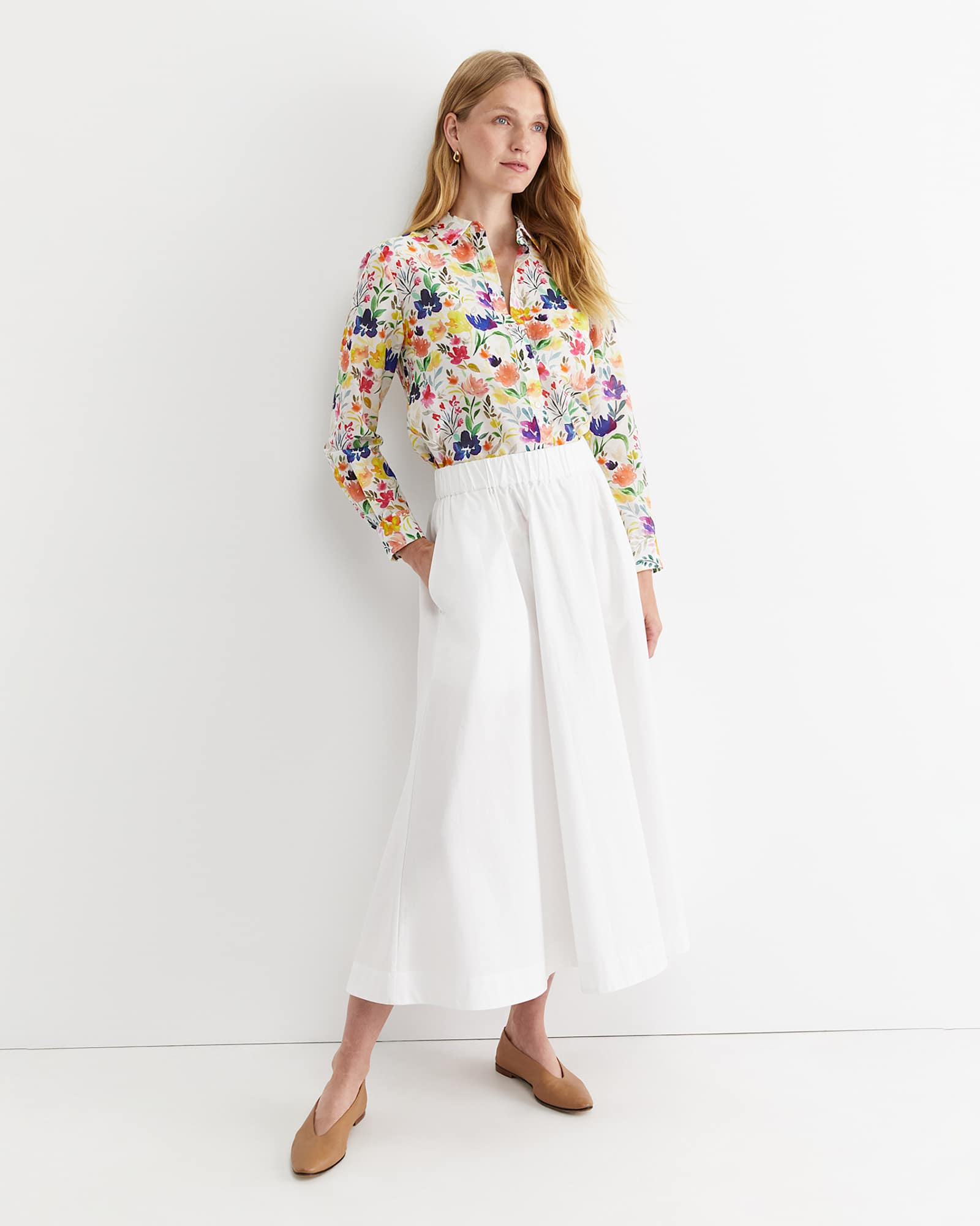 Lou Cotton Silk Shirt in WHITE MULTI