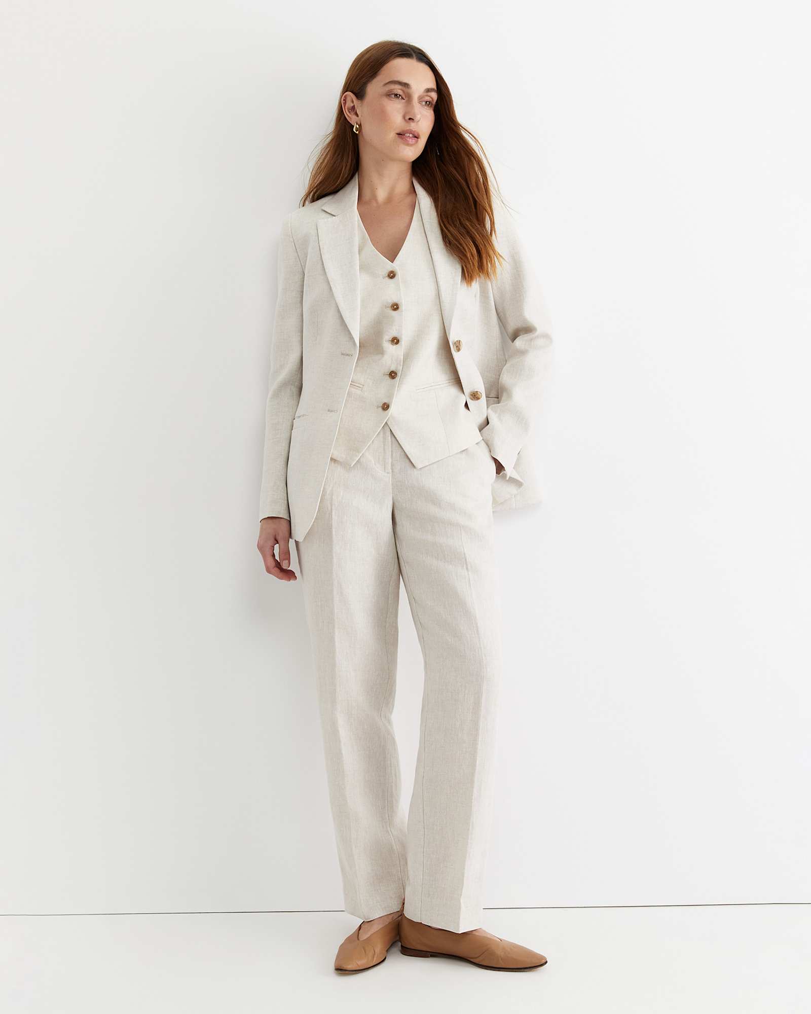 Freya Linen Vest in STRING