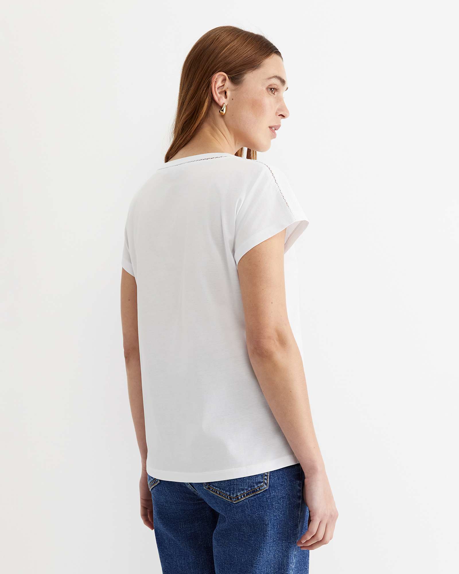 Miranda Stitch Tee in WHITE