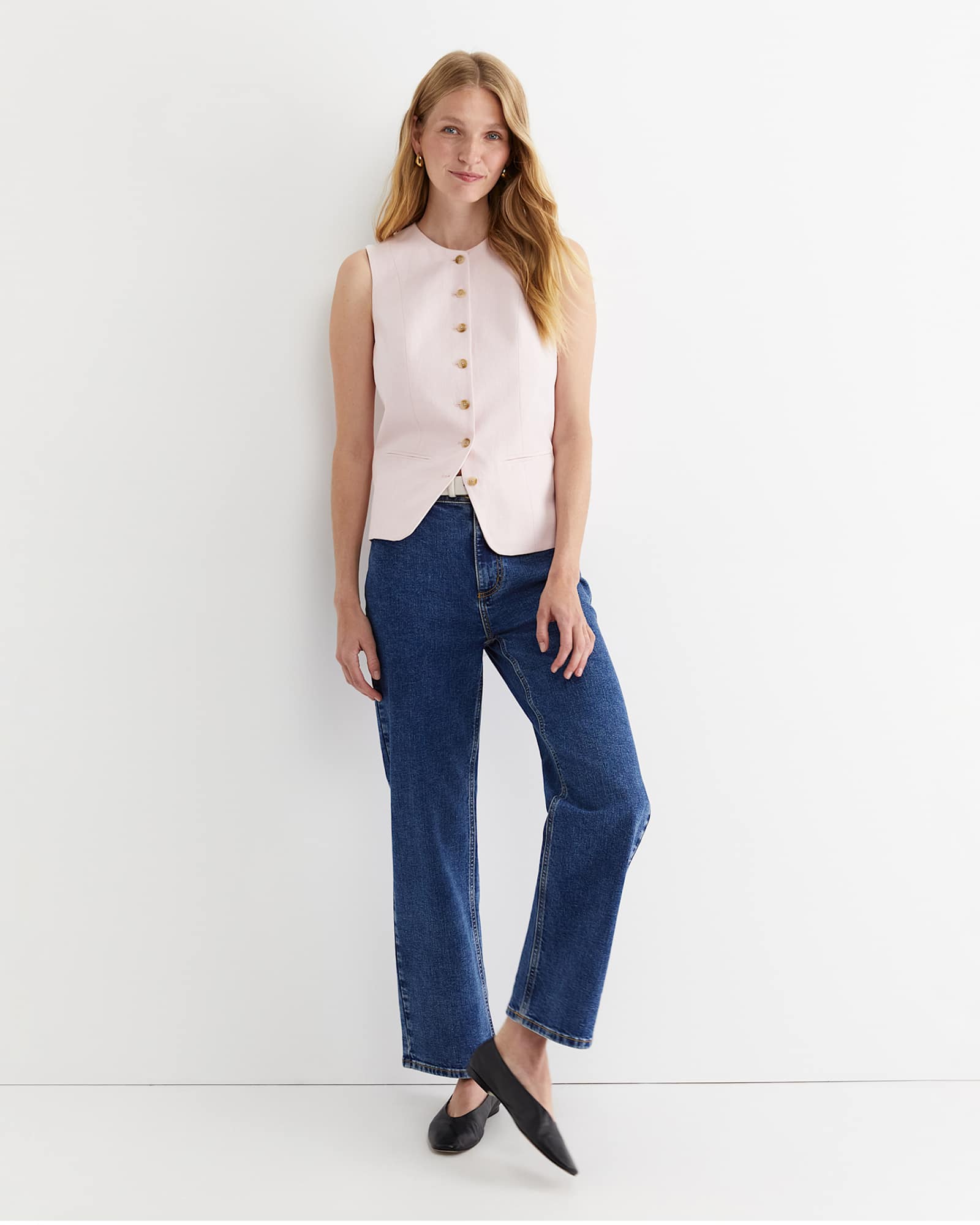 Cara Linen Vest in PINK