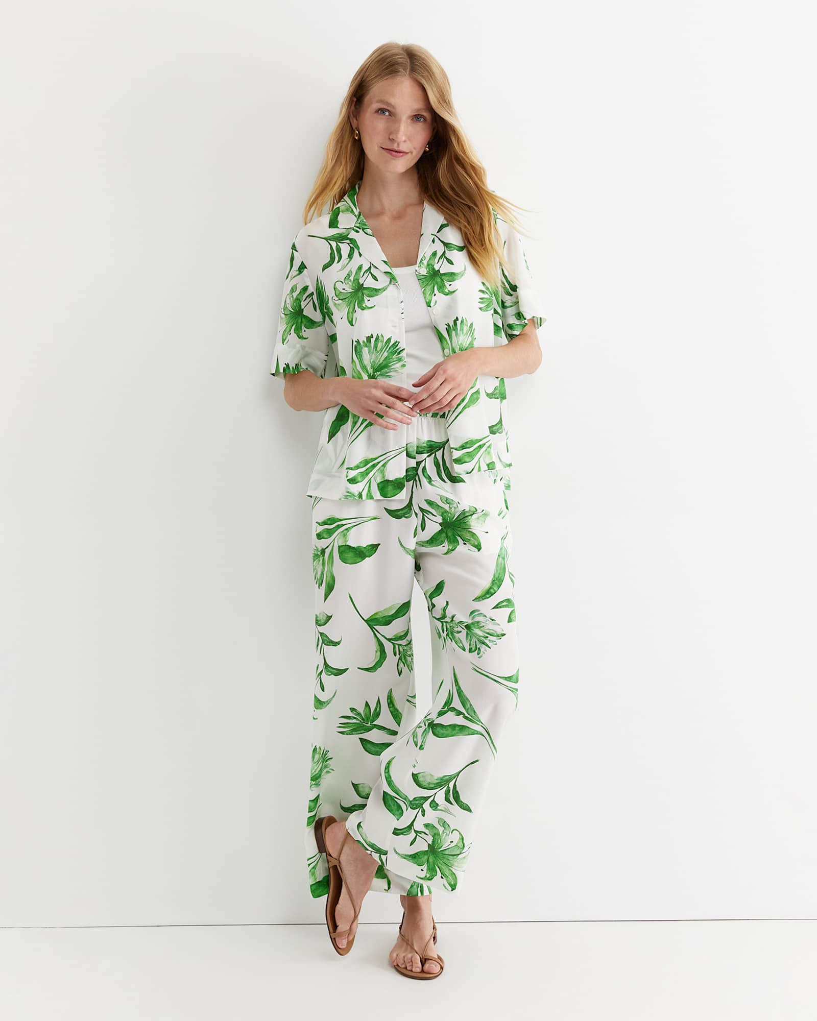 Botanical Silk Shirt in GREEN MULTI