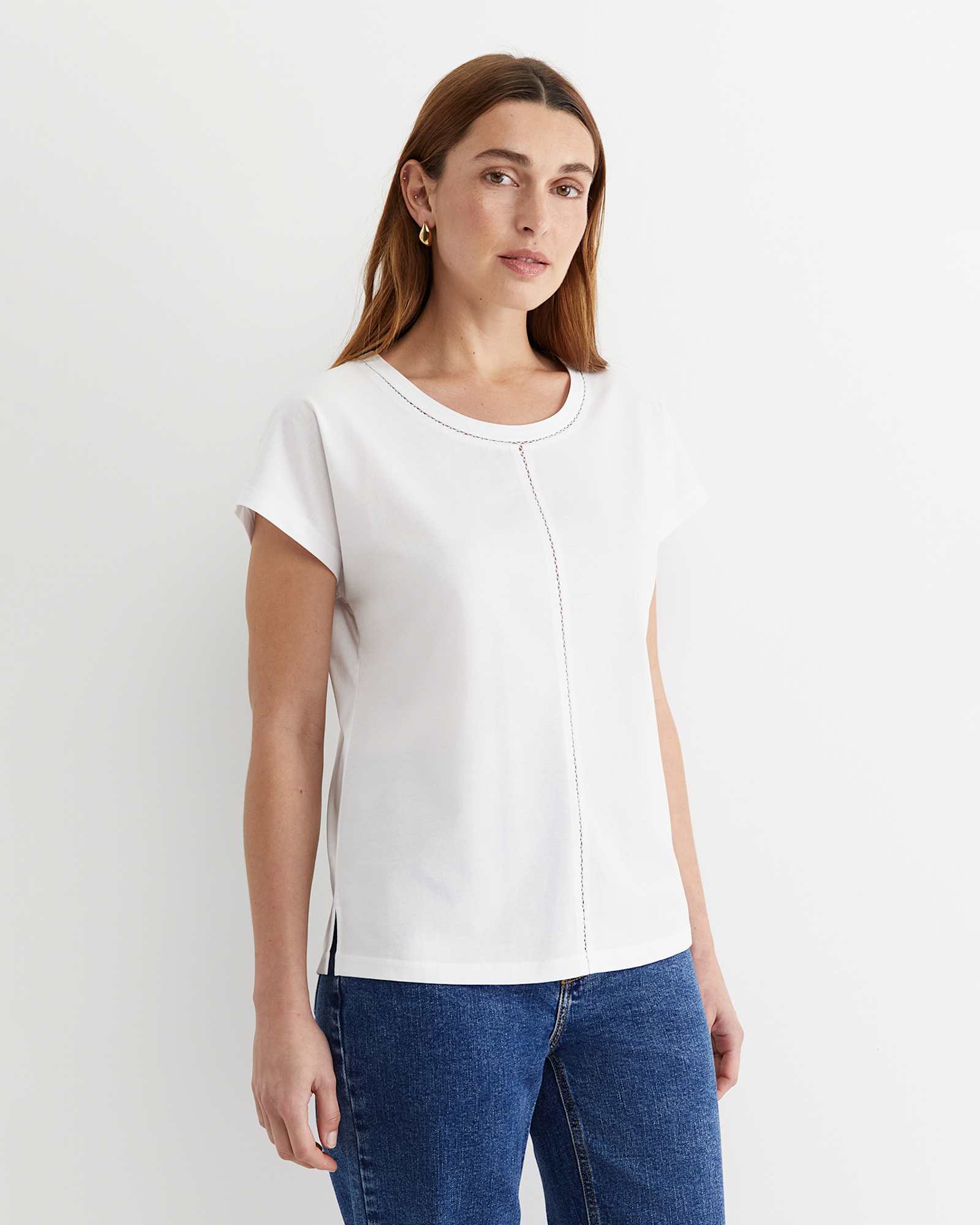 Miranda Stitch Tee in WHITE