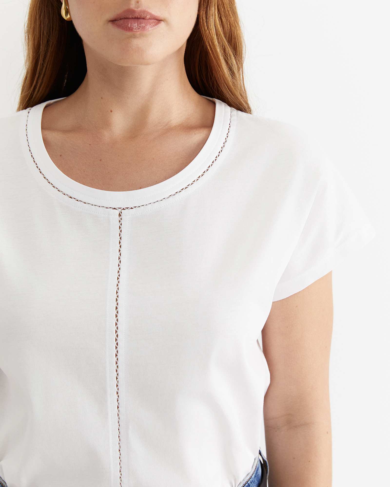 Miranda Stitch Tee in WHITE