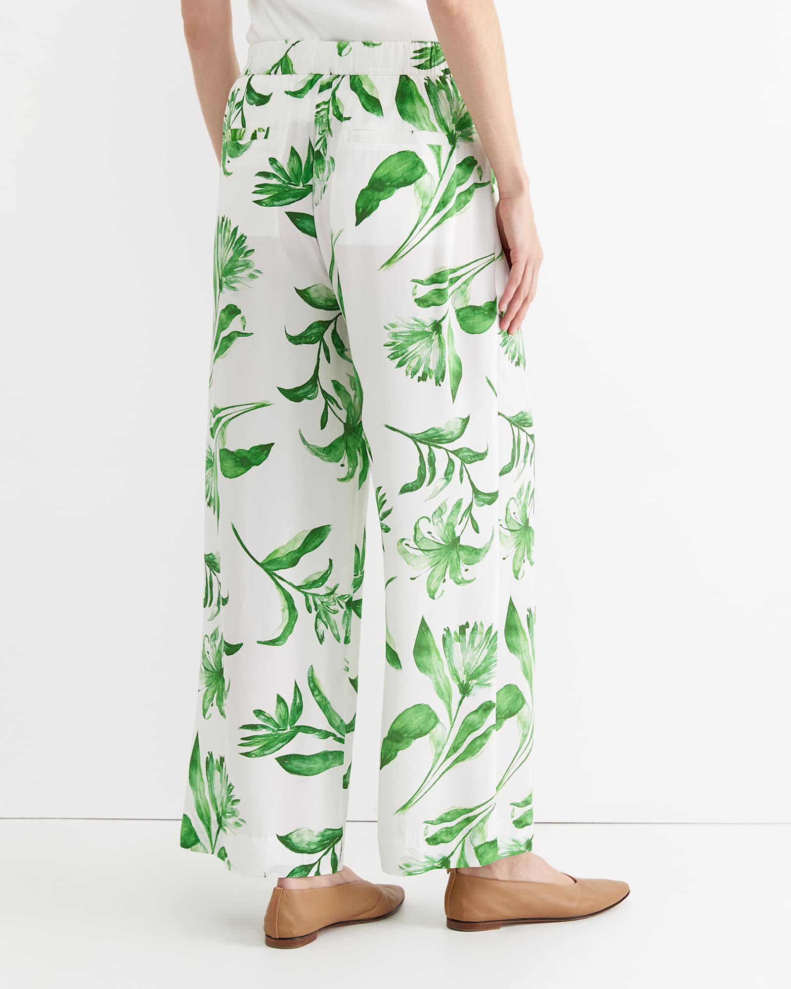 Botanical Silk Wide Leg Pant in GREEN MULTI