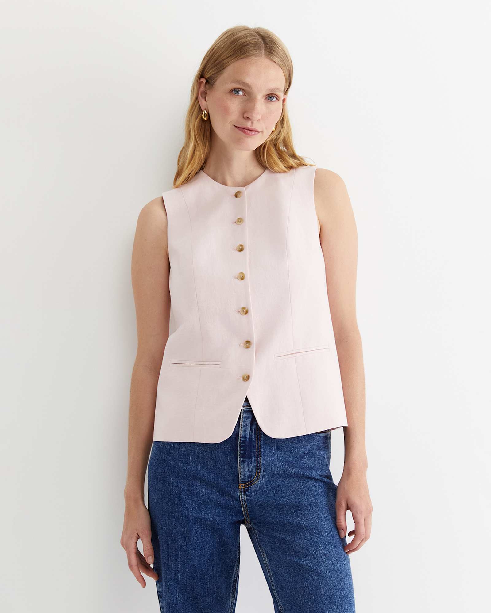 Cara Linen Vest in PINK