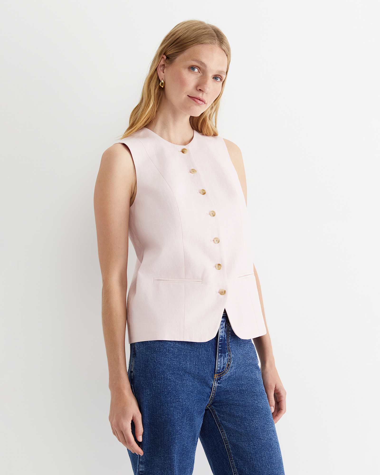 Cara Linen Vest in PINK