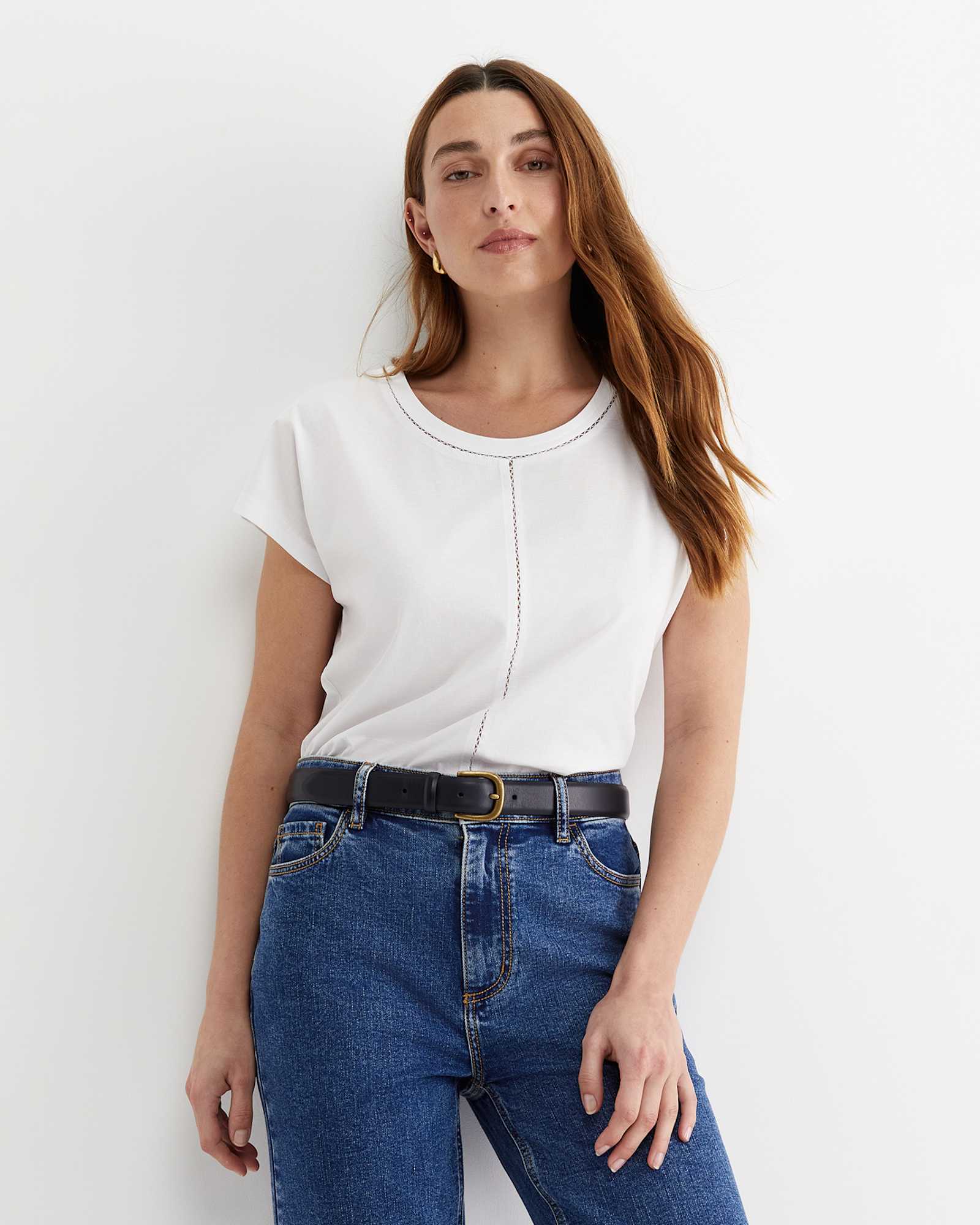 Miranda Stitch Tee in WHITE