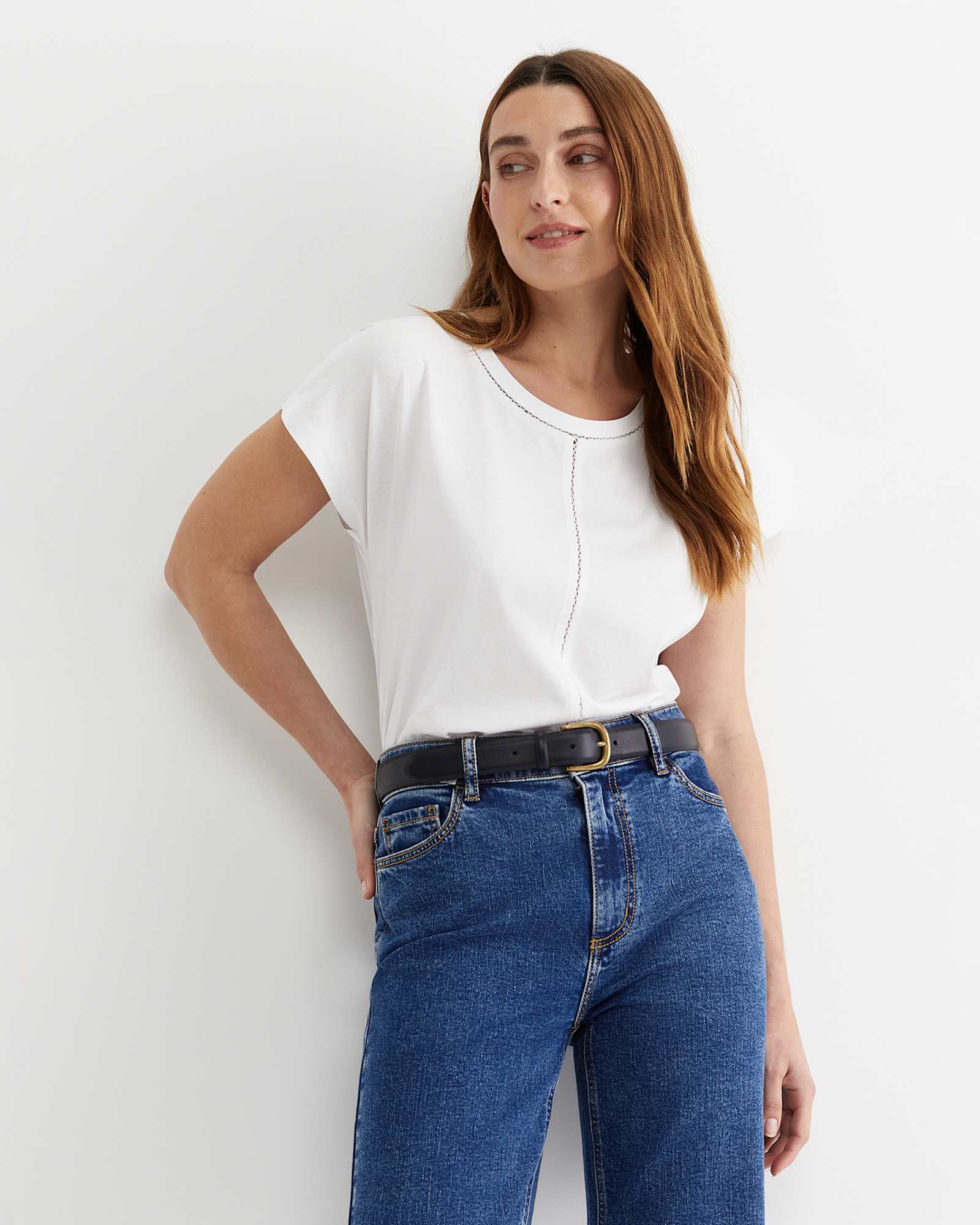 Miranda Stitch Tee in WHITE