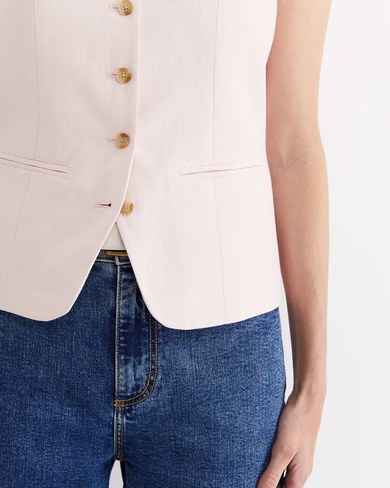 Cara Linen Vest in PINK