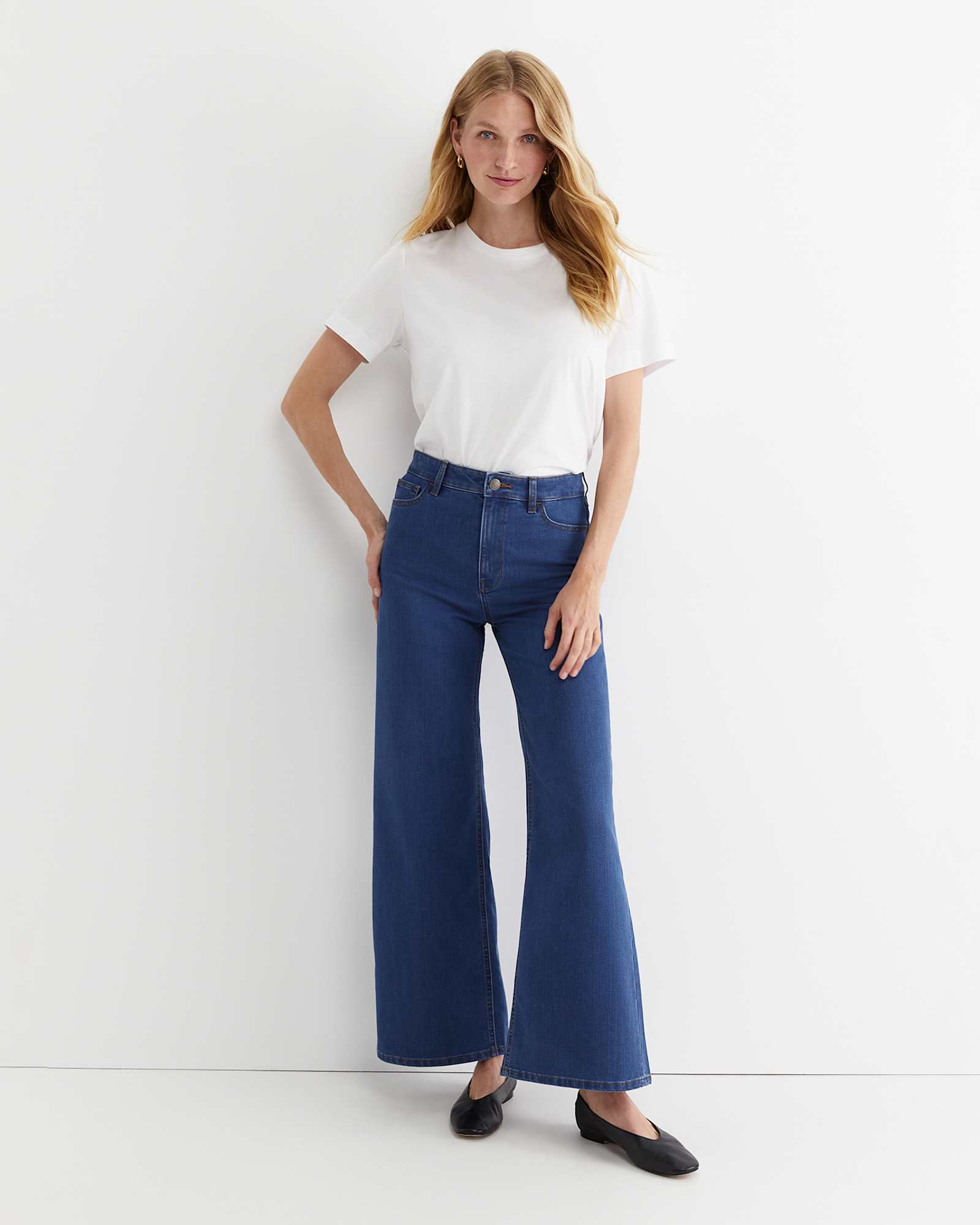 Alyse Wide Leg Jean in MID WASH