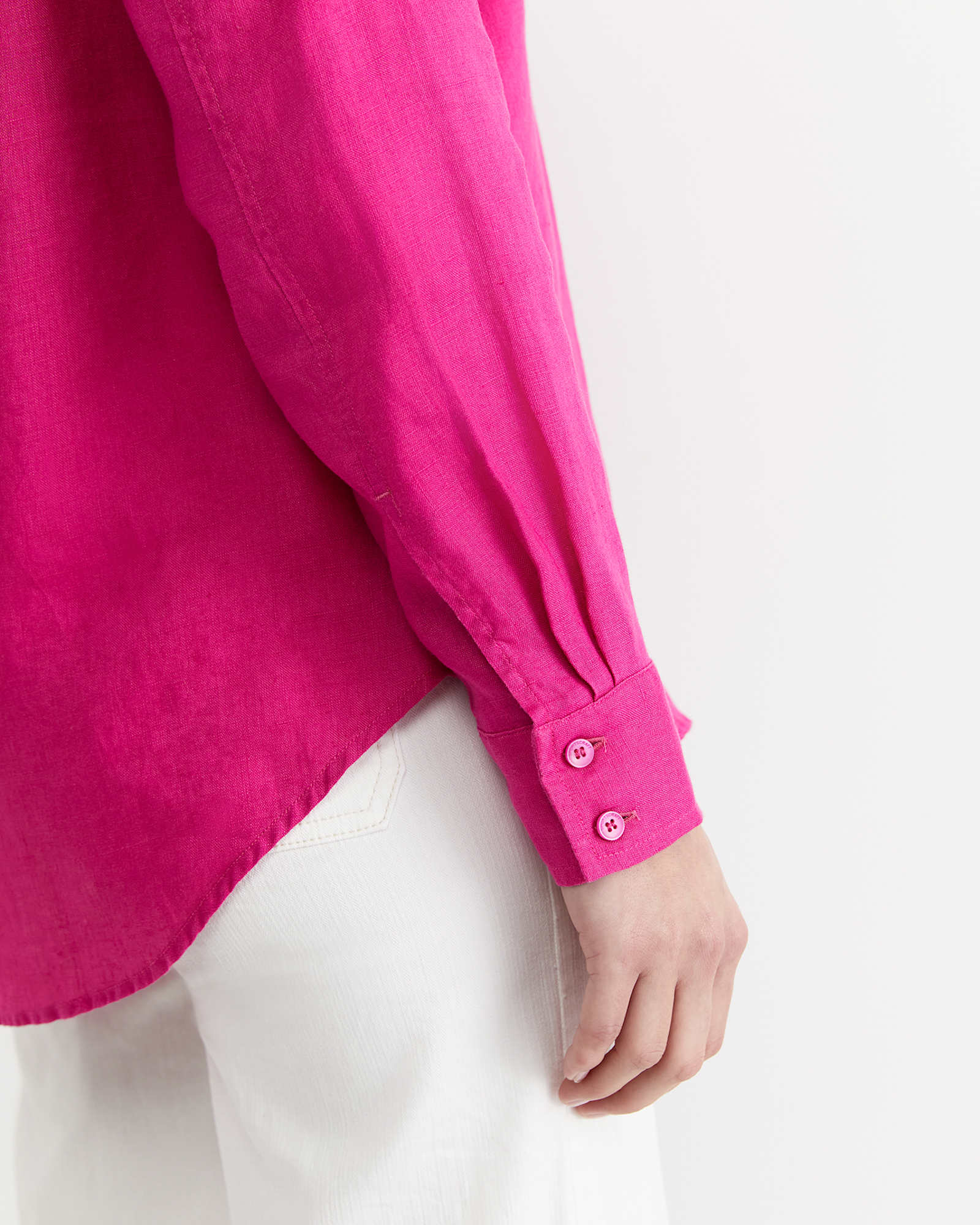 Dahlia Long Sleeve Linen Shirt in BERRY