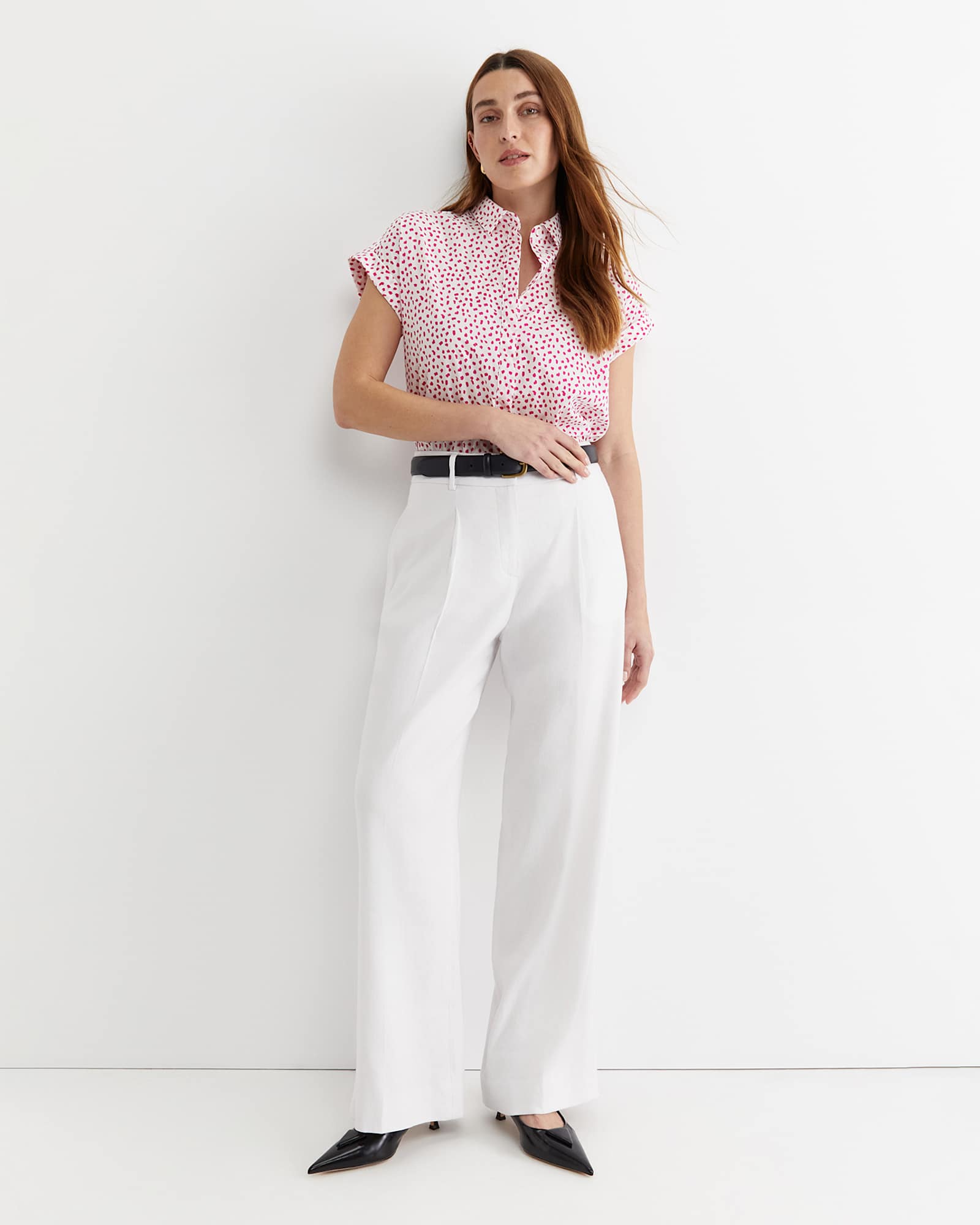 Dashy Lily Voile Shirt in WHITE/PINK