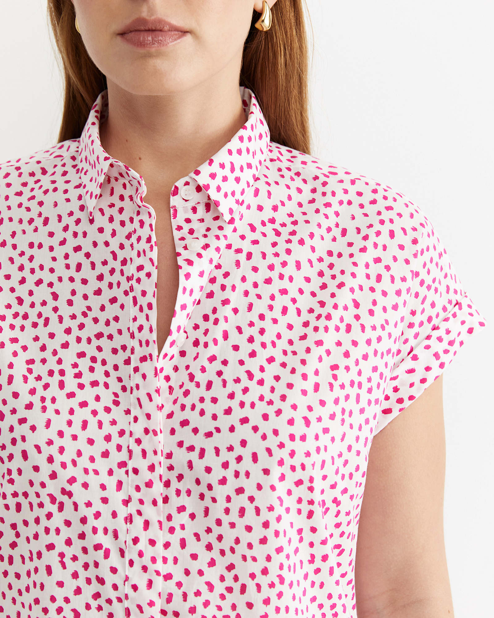 Dashy Lily Voile Shirt in WHITE/PINK