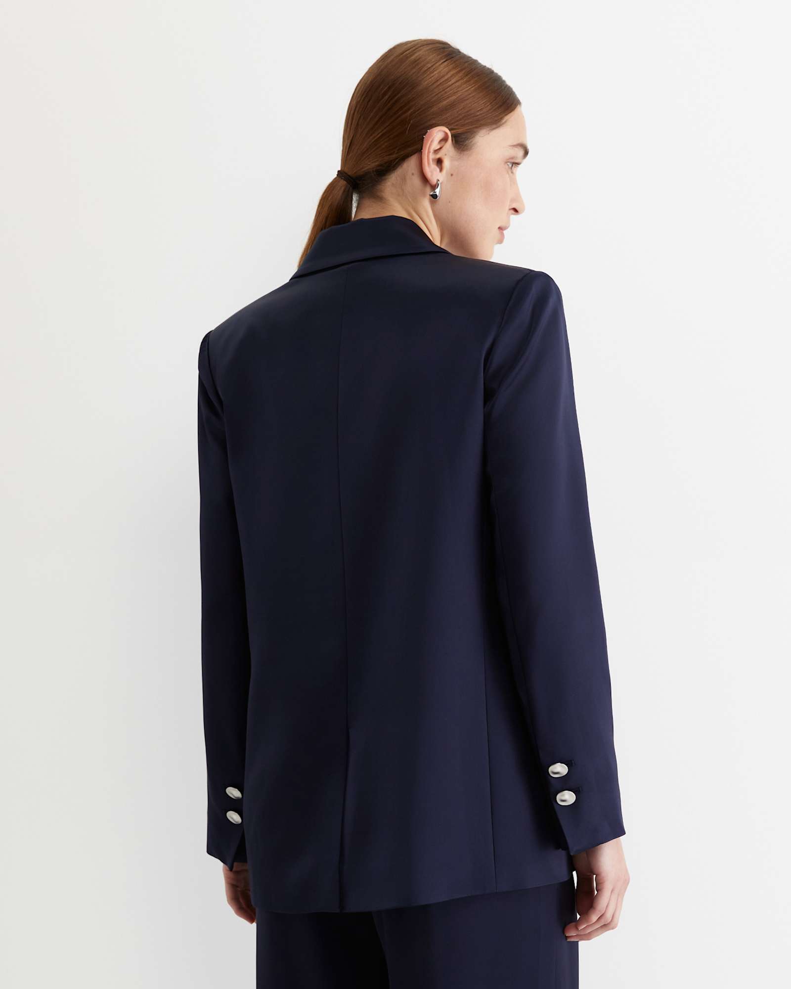 Harlow Sateen Blazer in NAVY