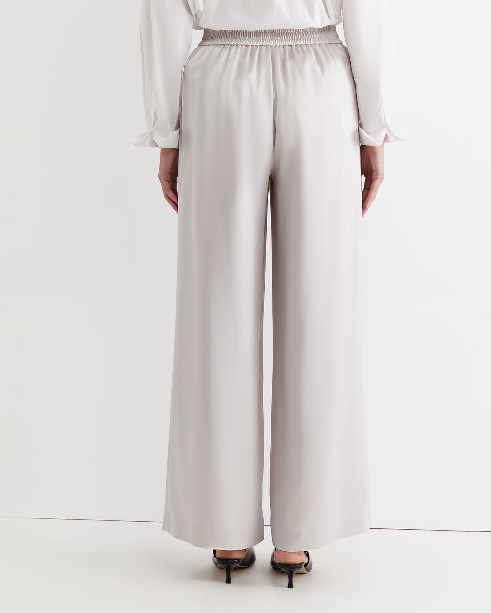 Harlow Sateen Wide Leg Pant in PEARL