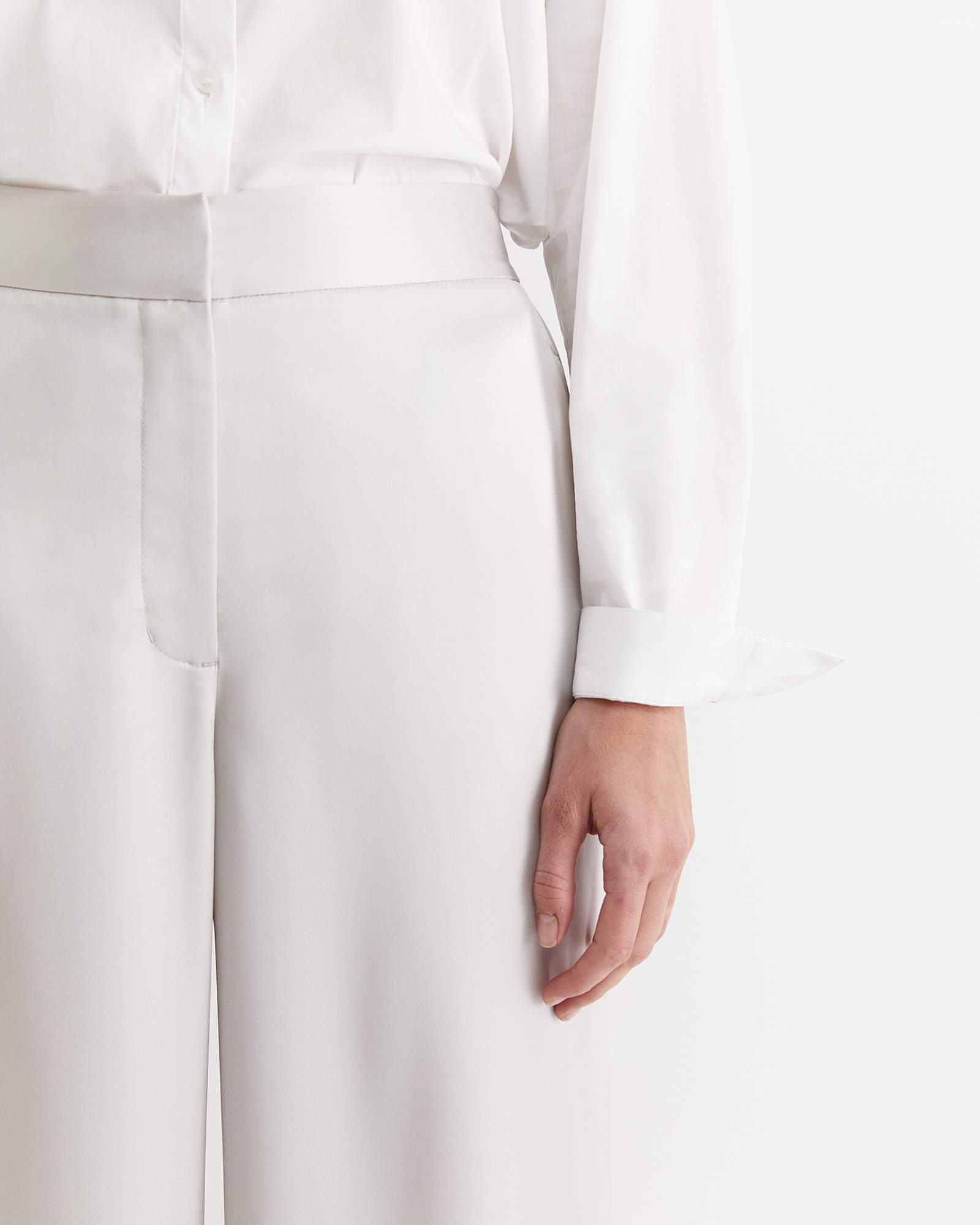 Harlow Sateen Wide Leg Pant in PEARL