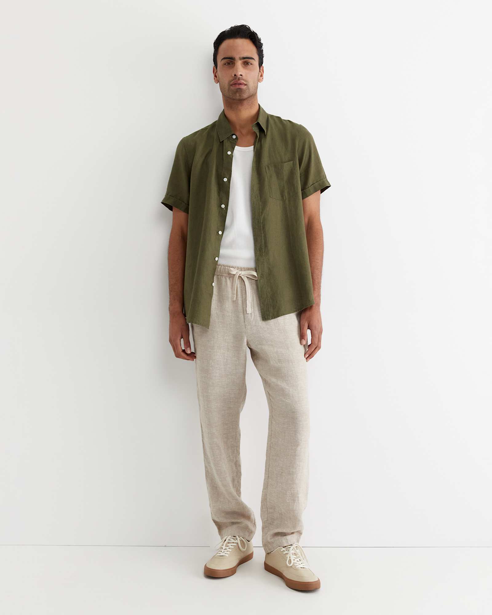 Caffery Yarn Dyed Linen Pant in CAPPUCCINO