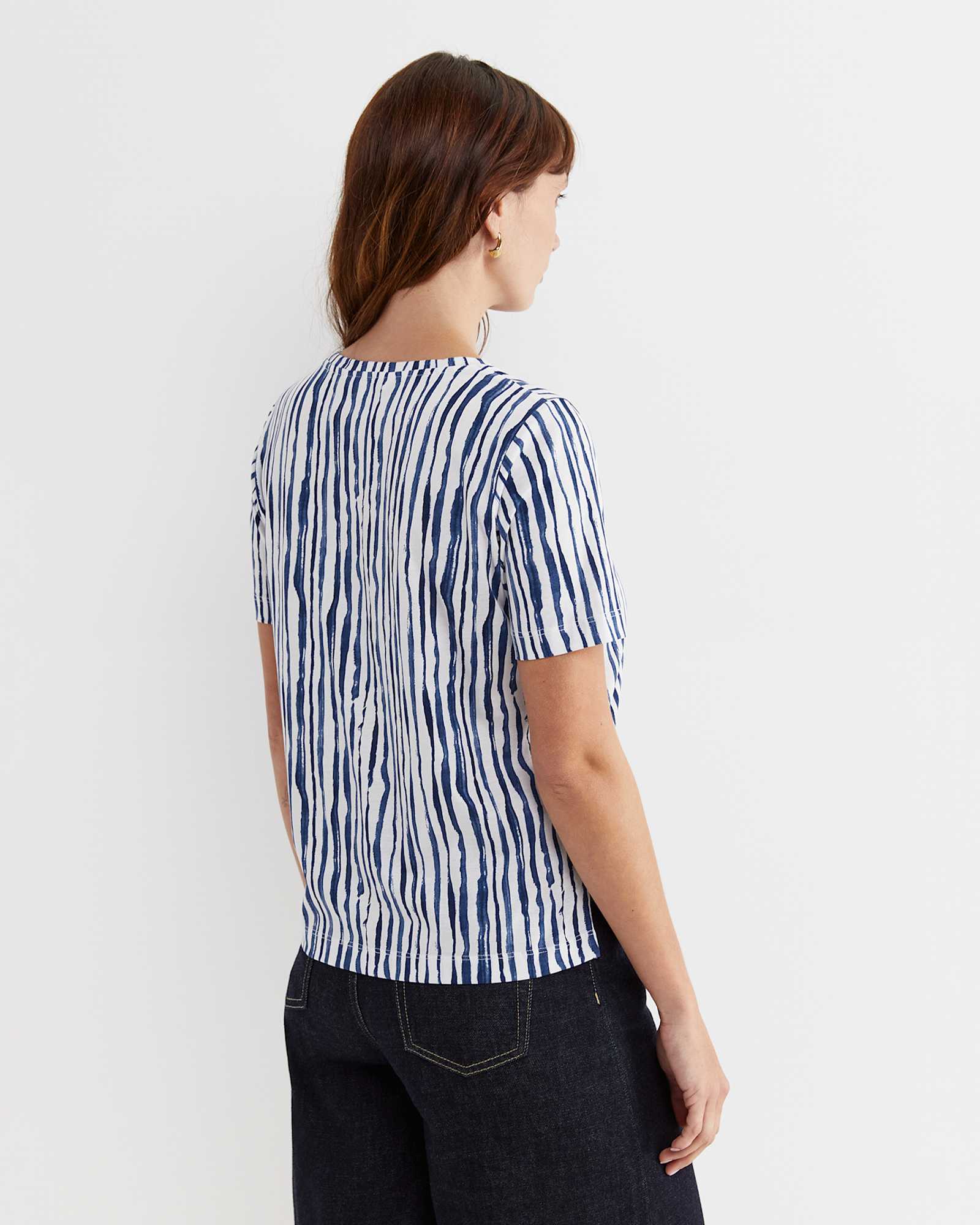 Tina Stripe Mercerised Tee in NAVY/WHITE