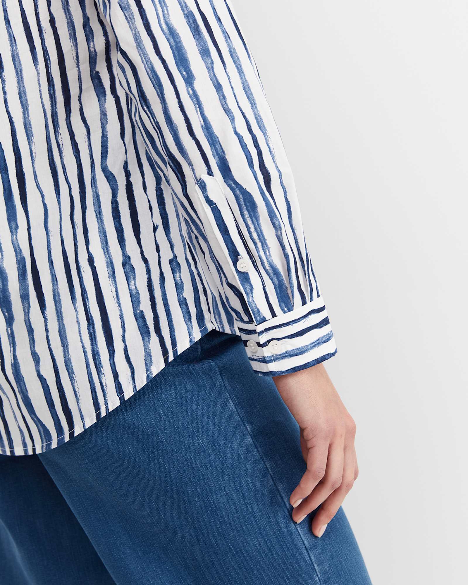 Tina Stripe Lily Voile Shirt in NAVY/WHITE