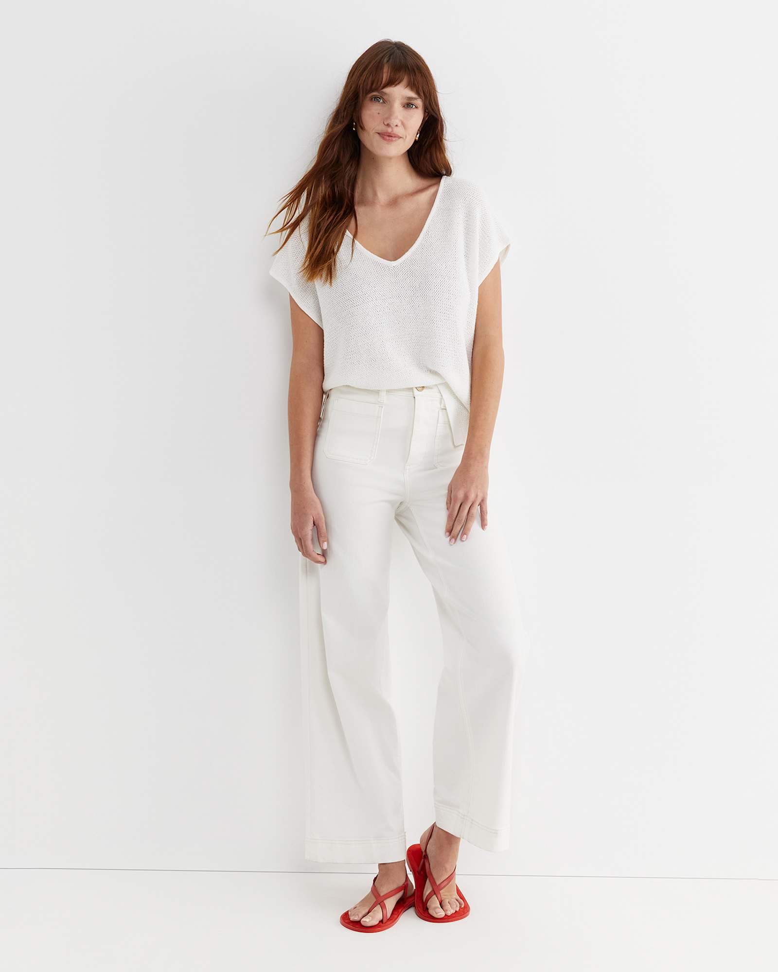 Luisa V-Neck Knit Top in MILK