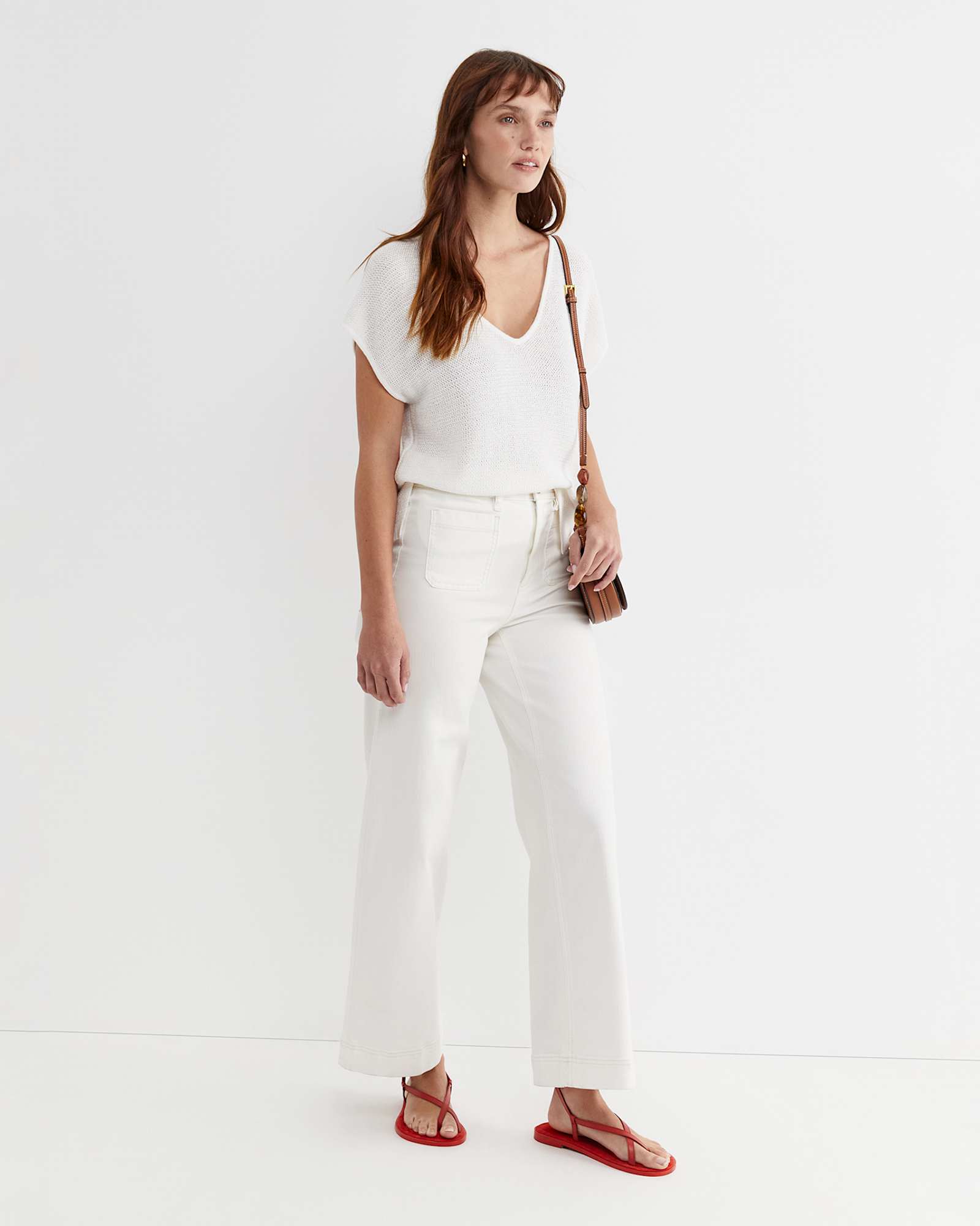 Luisa V-Neck Knit Top in MILK