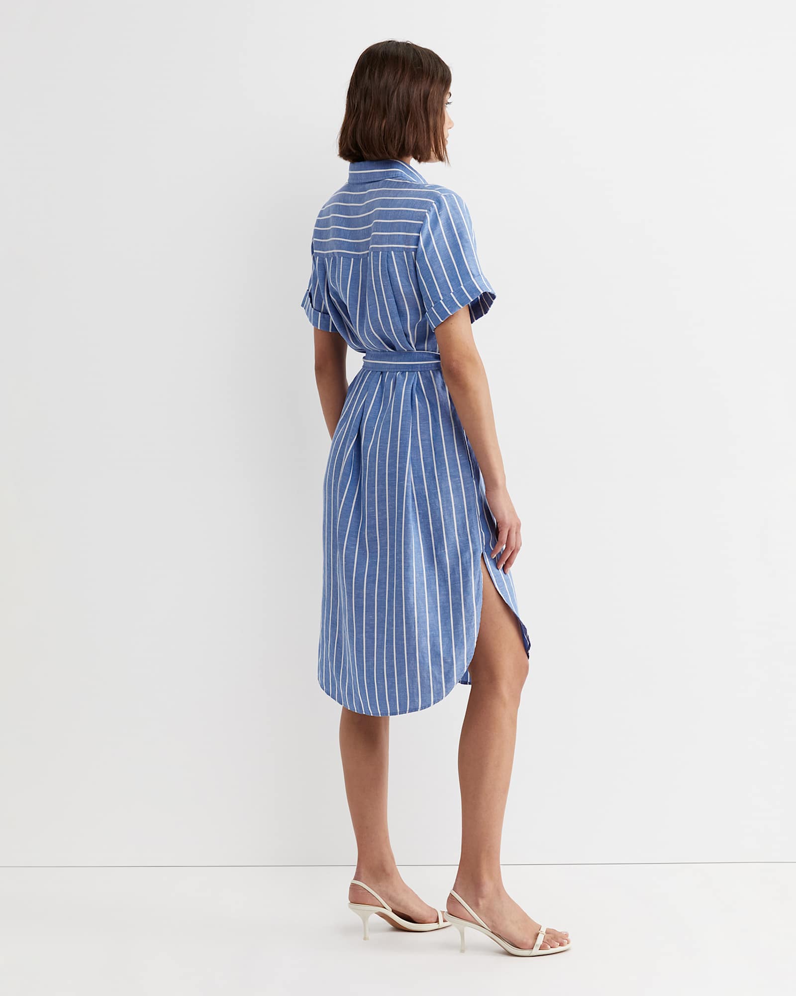 Hera Stripe Shirt Dress in BLUE/WHITE