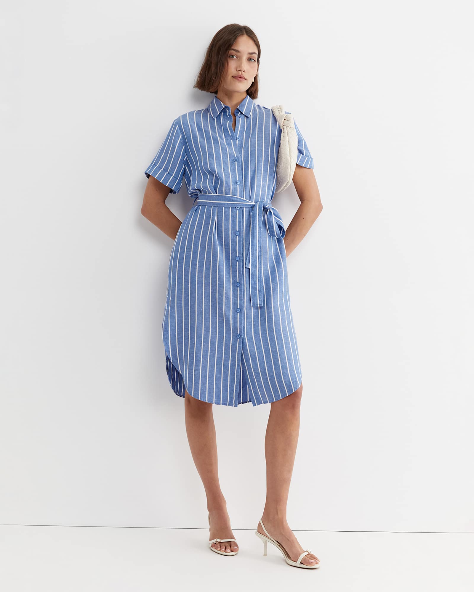 Hera Stripe Shirt Dress in BLUE/WHITE