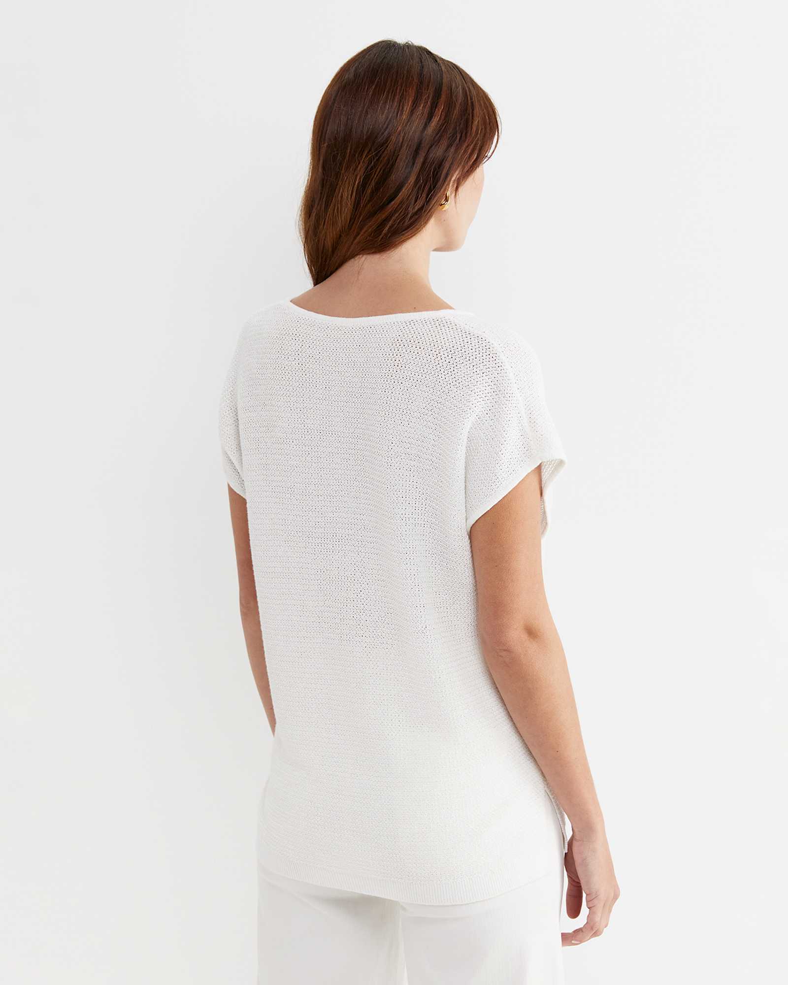 Luisa V-Neck Knit Top in MILK