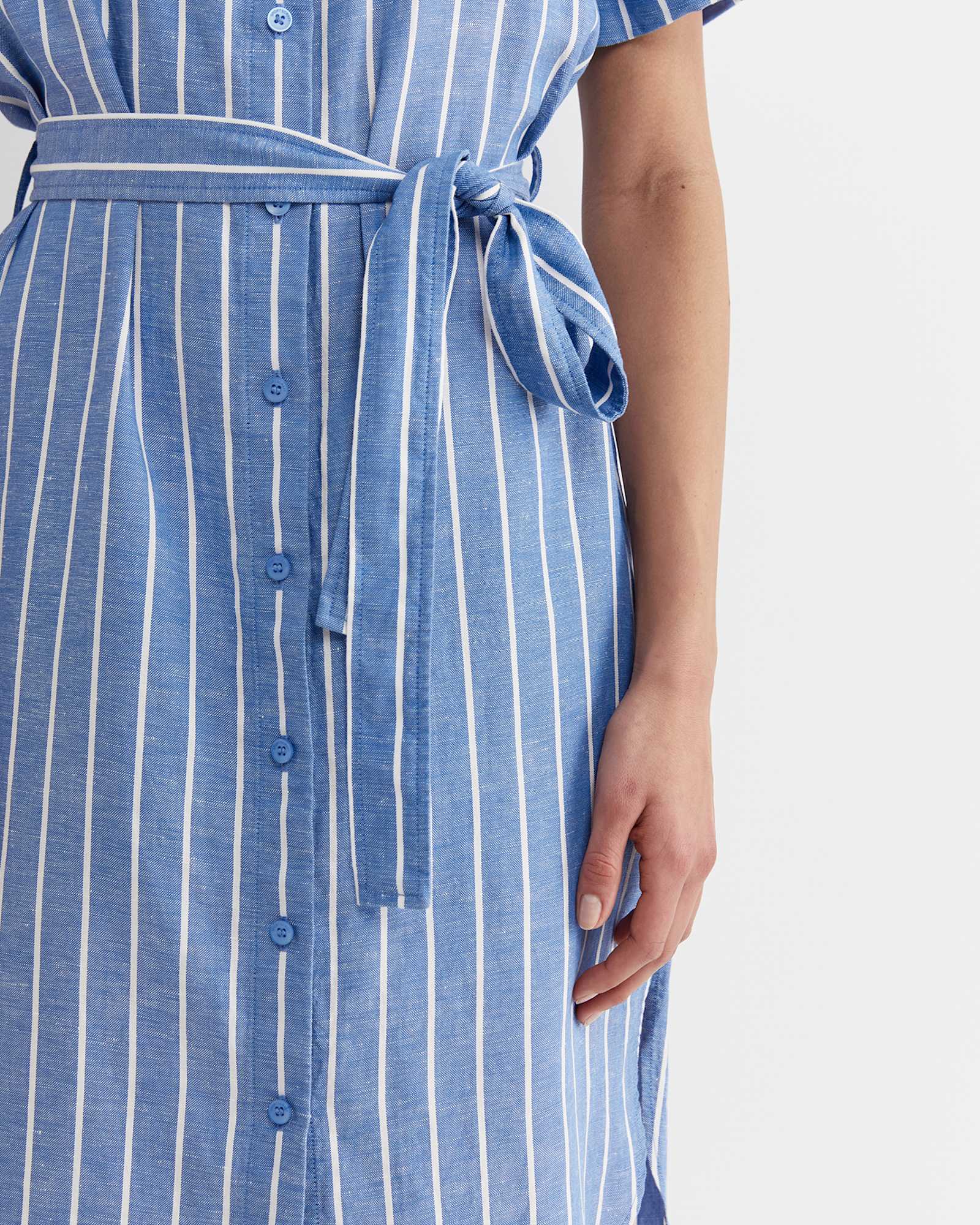 Hera Stripe Shirt Dress in BLUE/WHITE