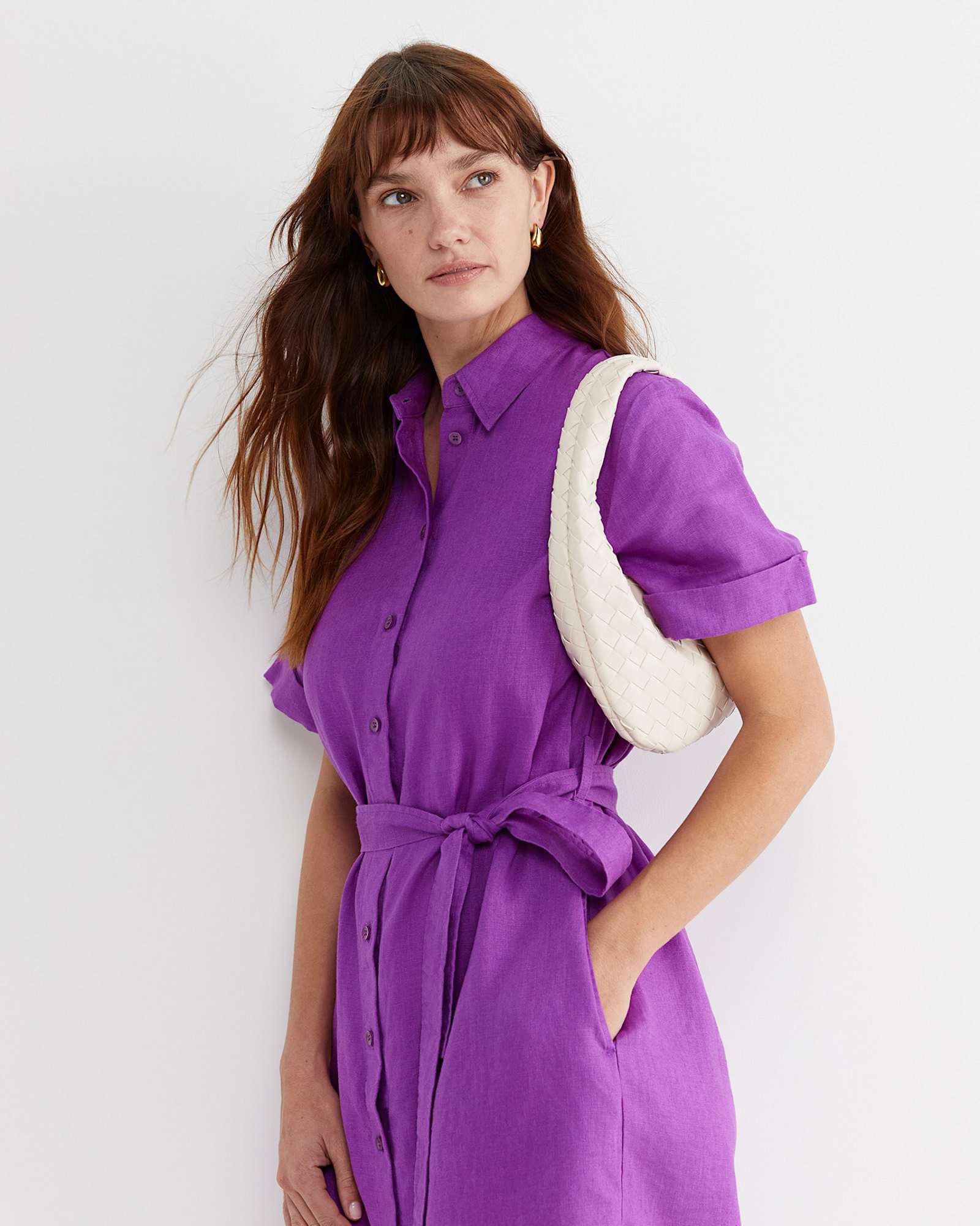 Lulu Linen Midi Dress in HYDRANGEA
